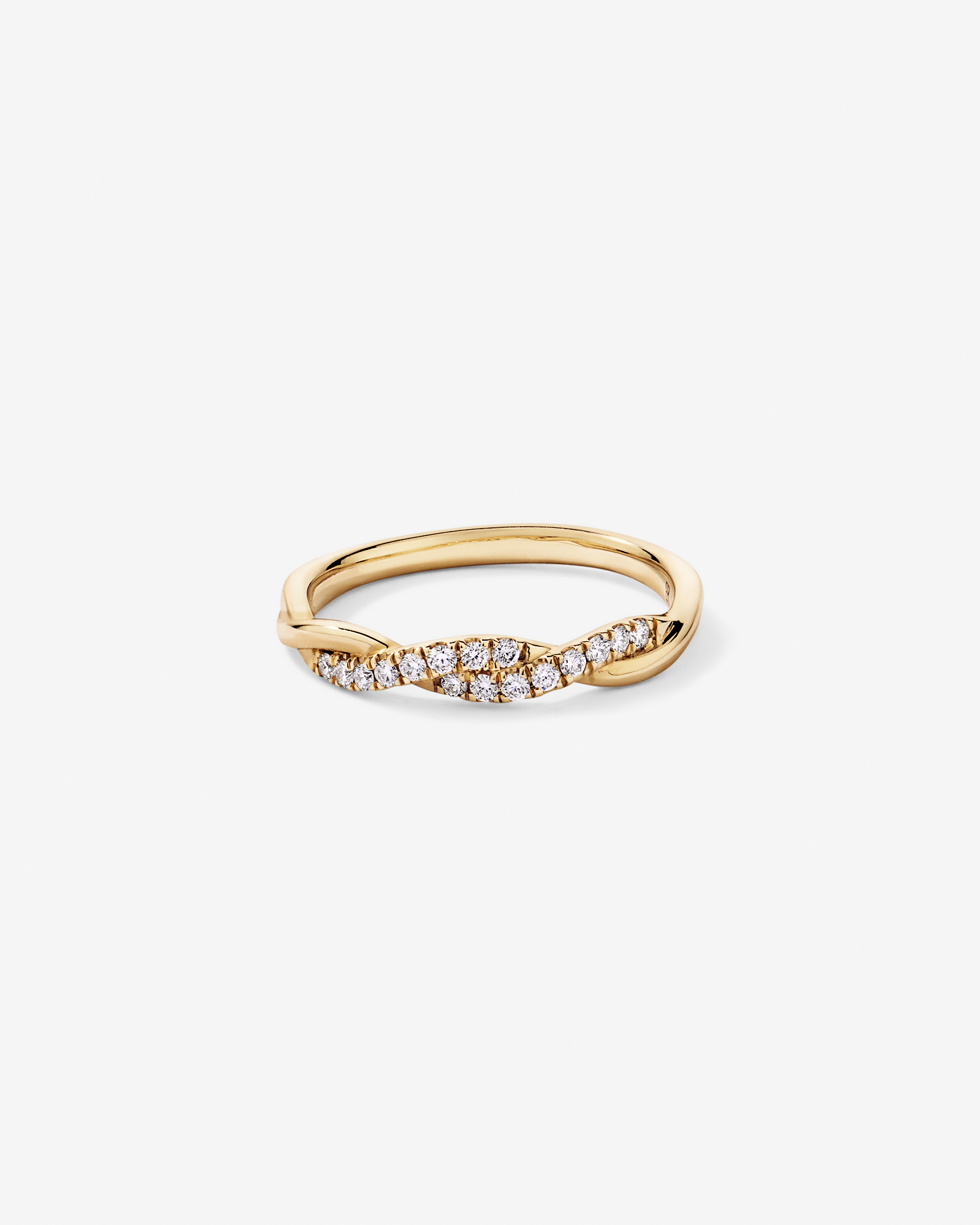 0.16TW Round Brilliant Laboratory-Grown Diamond Twist Wedding Ring 14kt Yellow Gold
