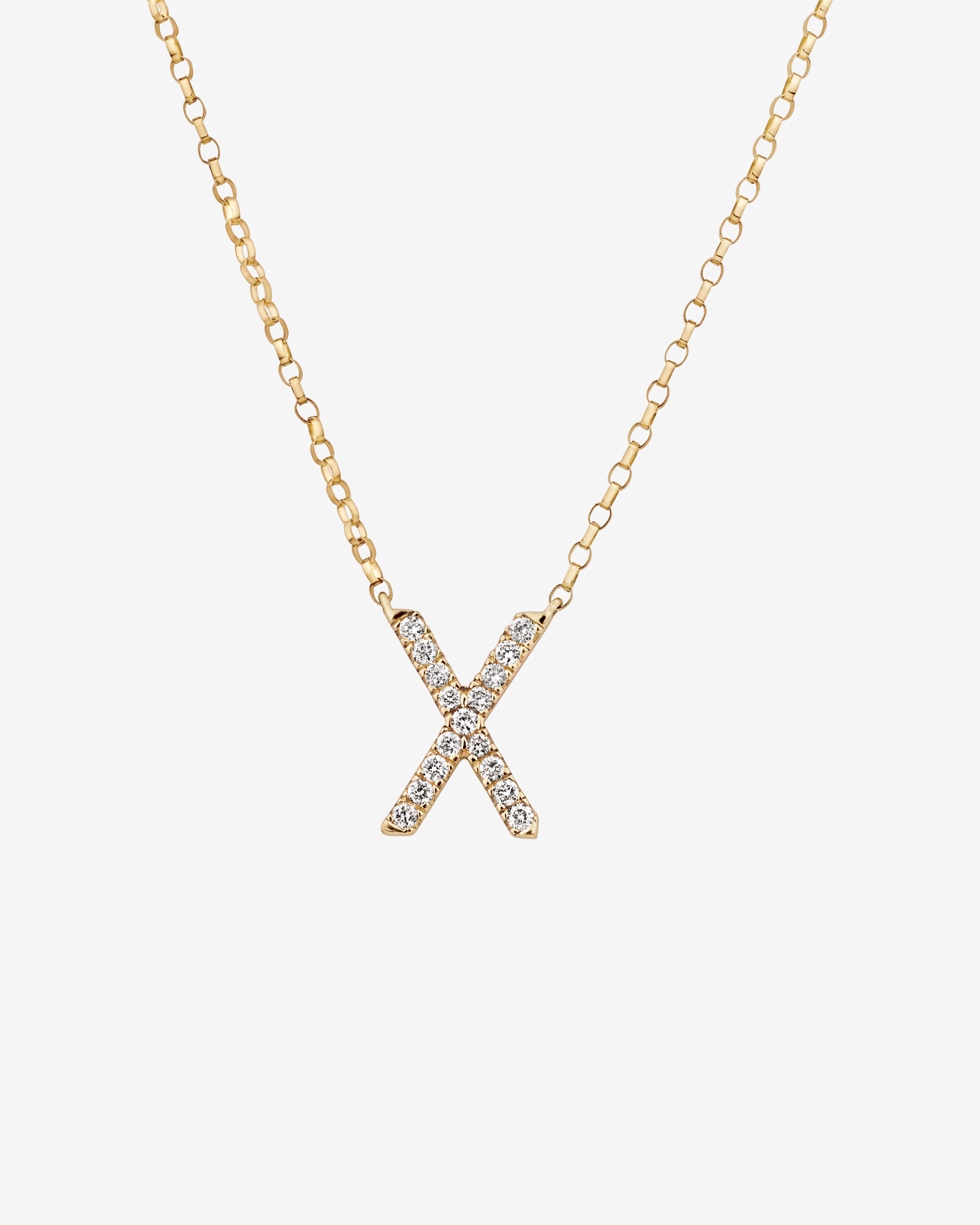 Collier à initiale « X » en or jaune 10 K à diamants totalisant 0,10 ct