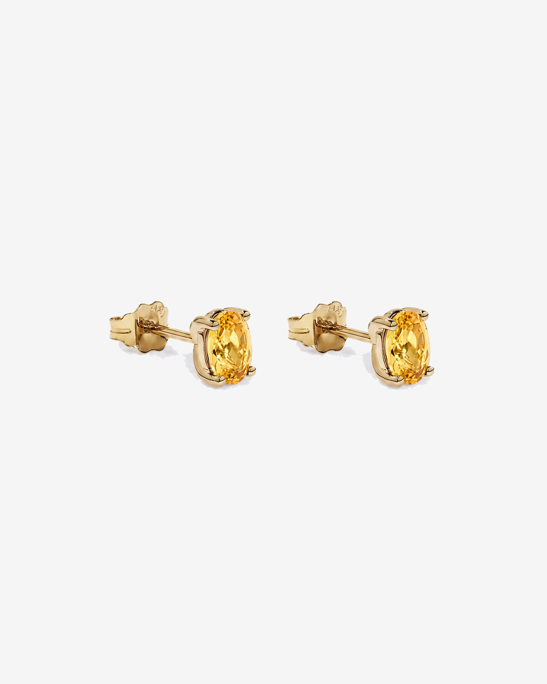 Oval Citrine Stud Earrings in 10kt Yellow Gold