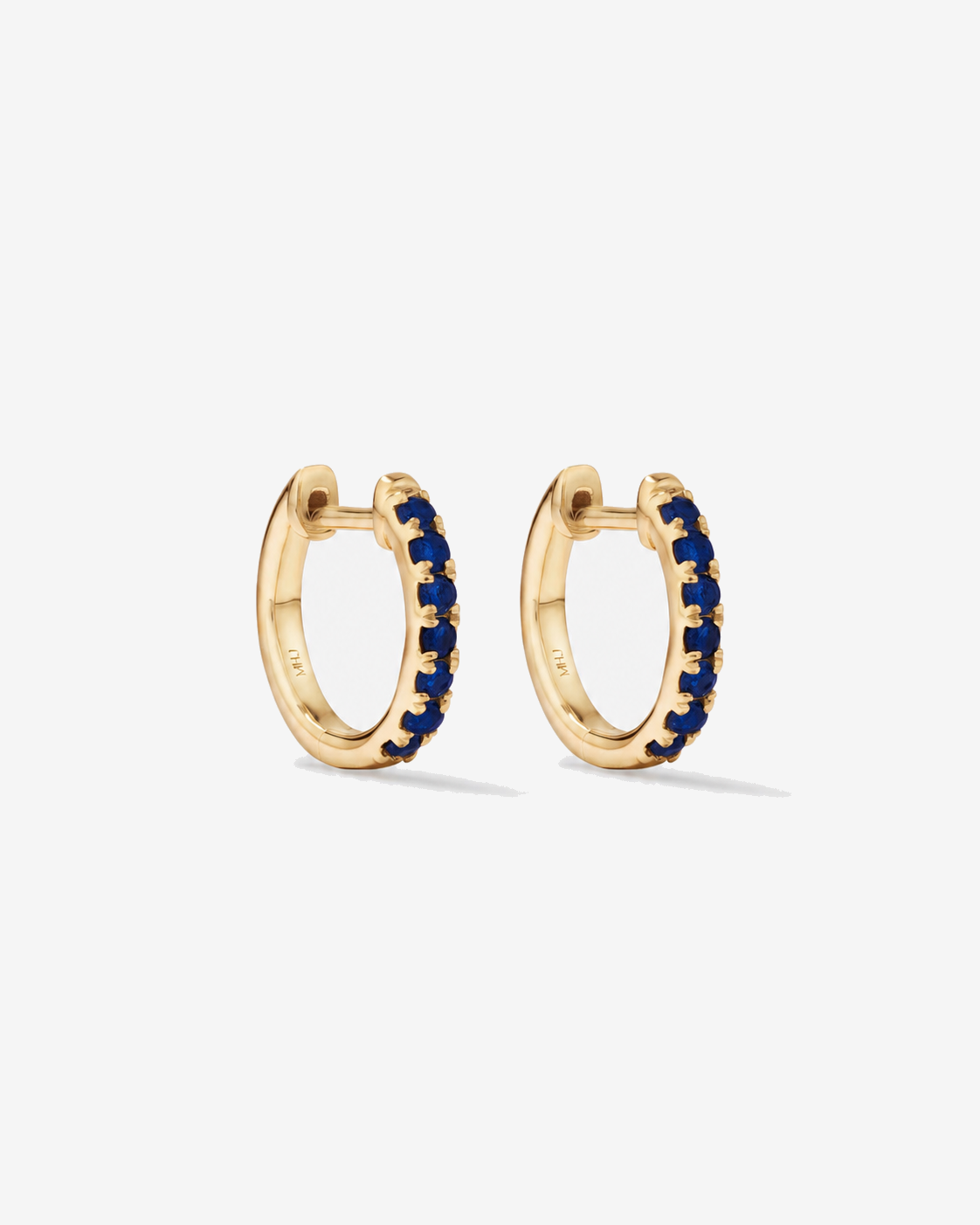 Boucles d'oreilles anneaux Saphir en or jaune 10 ct