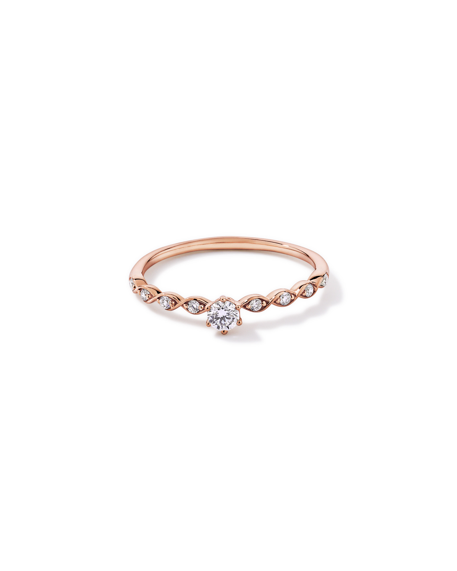 Bague de promesse en or rose 10 carats avec diamant rond brillant laboratoire (poids total 0,17 carat)