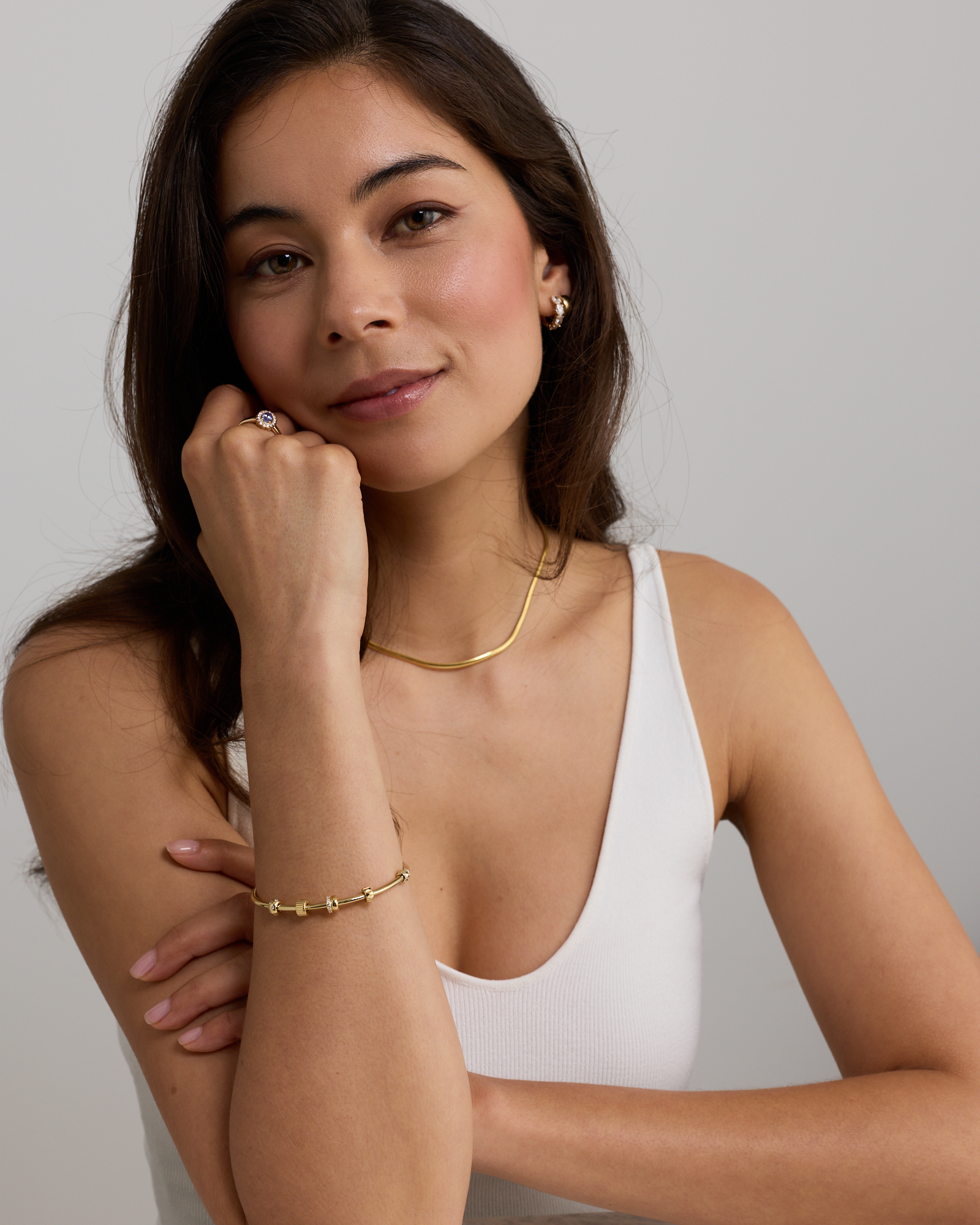Pendant Spacer with Cubic Zirconia in 18kt Gold Vermeil