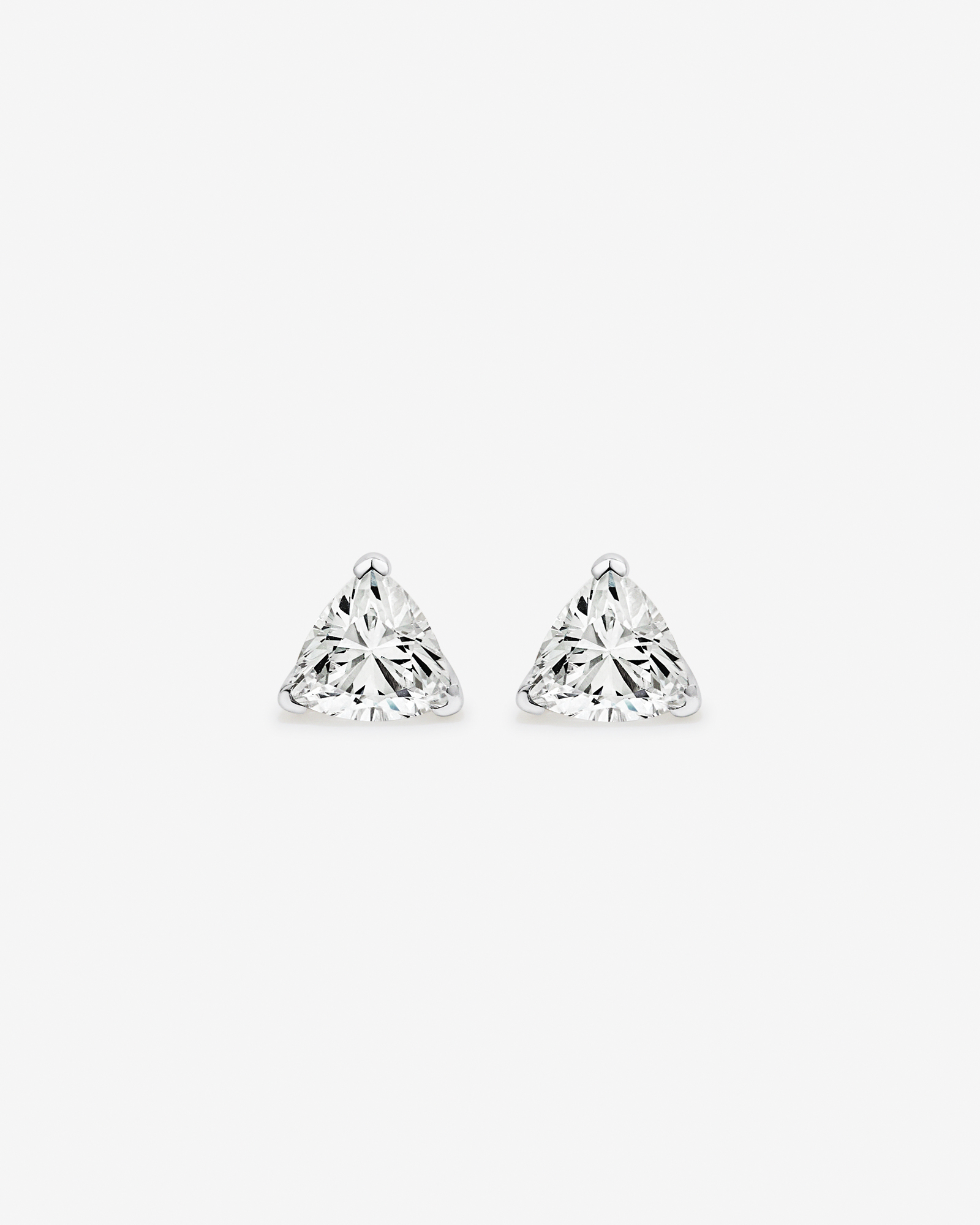 Trillion-Cut Cubic Zirconia Solitaire Stud Earrings in Sterling Silver