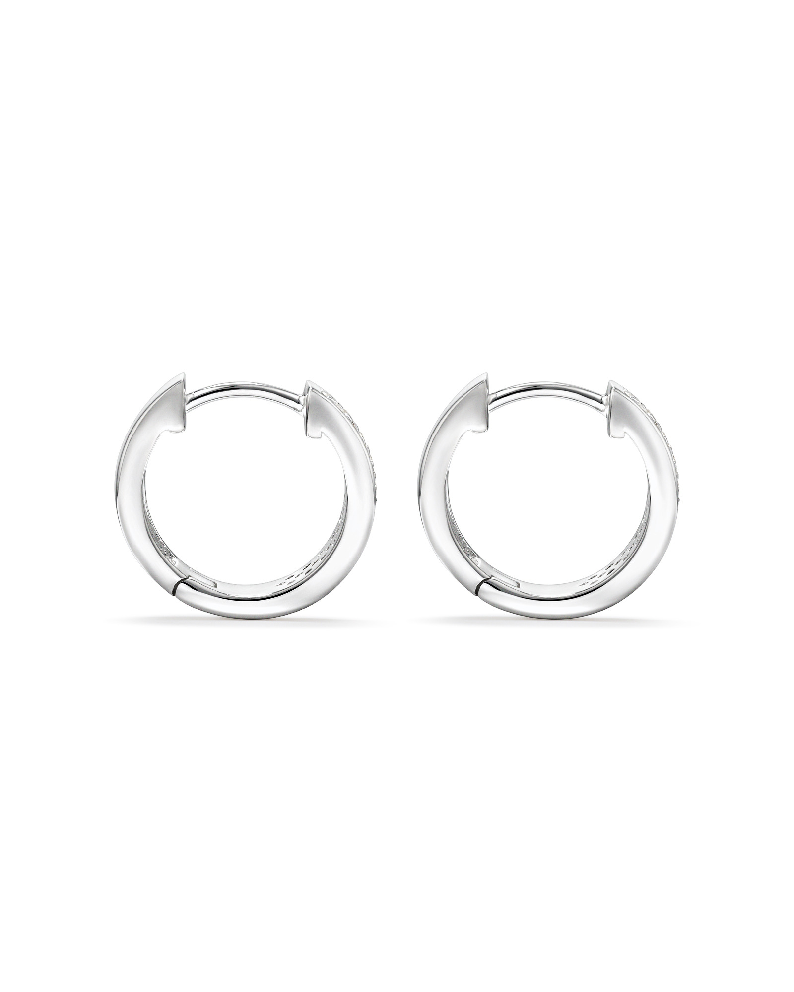 Reversible Huggie Earrings With Cubic Zirconia In Sterling Silver