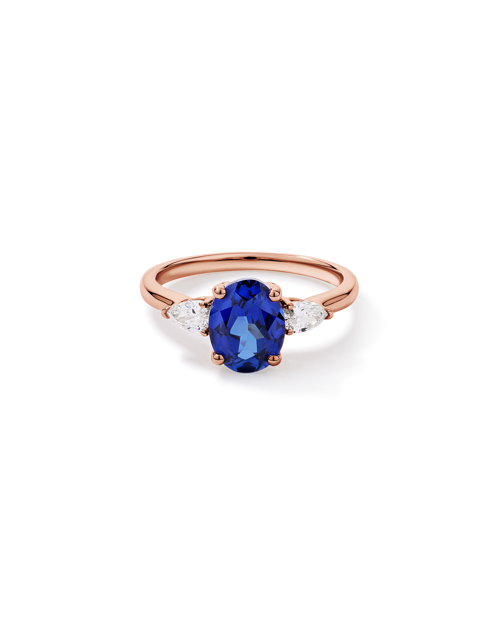 Created Sapphire and 0.27 Carat TW Laboratory-Grown Diamond Ring 10kt Rose Gold