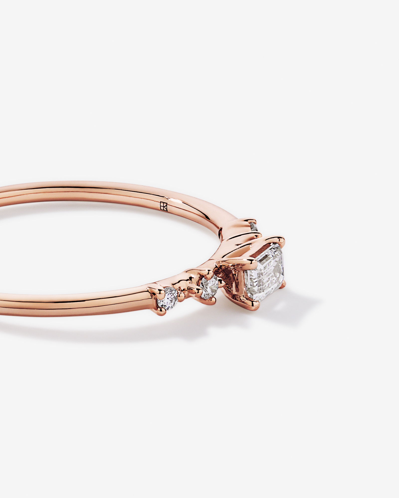 0.20TW Emerald Cut and Round Brilliant Laboratory-Grown Diamond Promise Ring 10kt Rose Gold