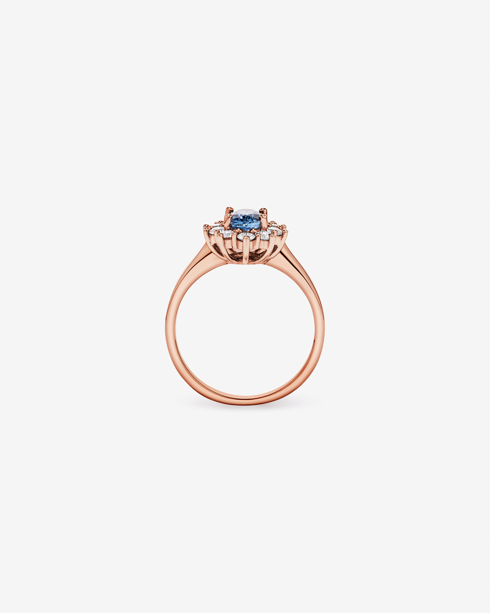 Ceylon Sapphire and 0.50 Carat TW Diamond Halo Ring 14kt Rose Gold