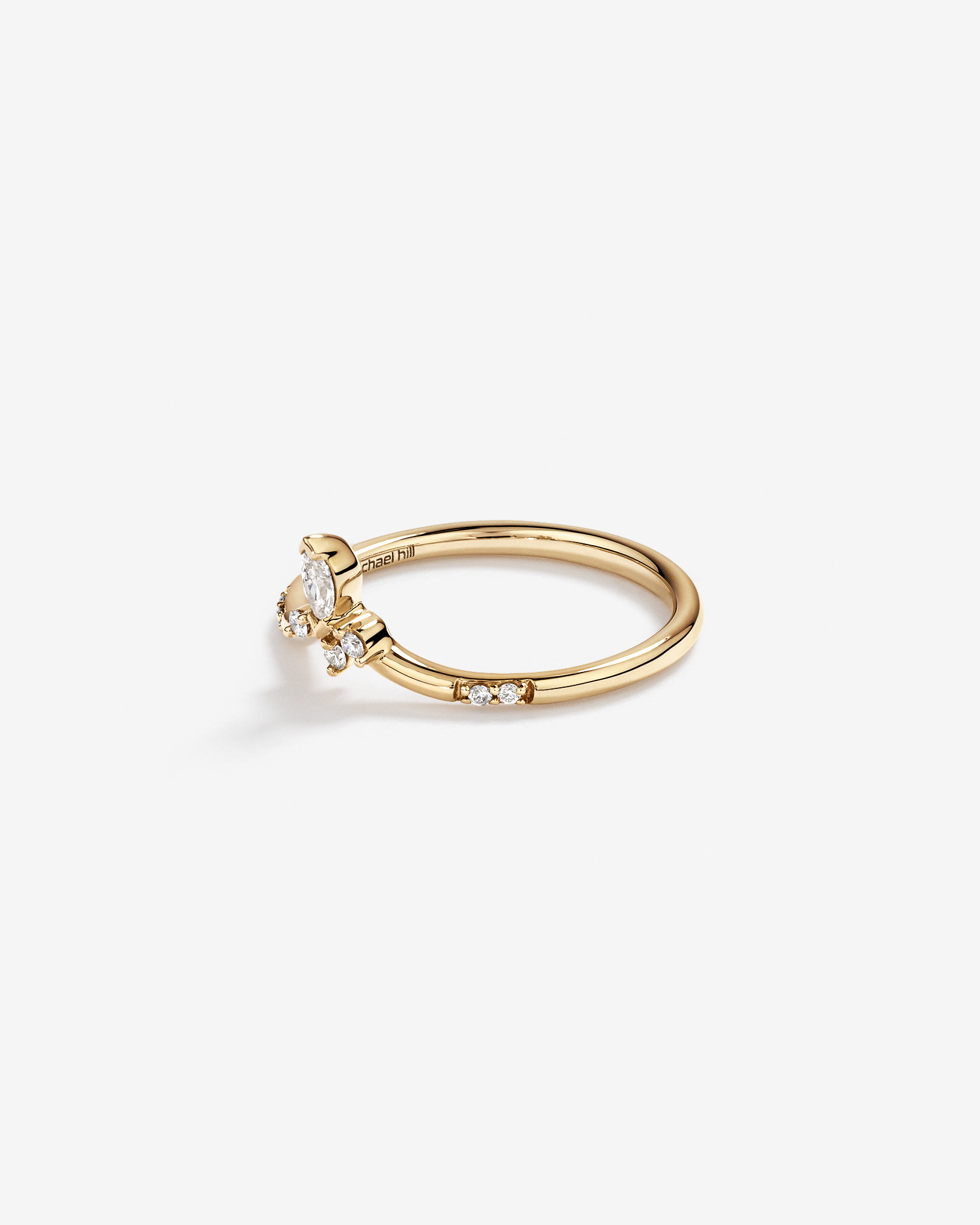 Bague de mariage contournée de 0,14 carat TW en diamants ronds brillants et marquise en or jaune 14 carats