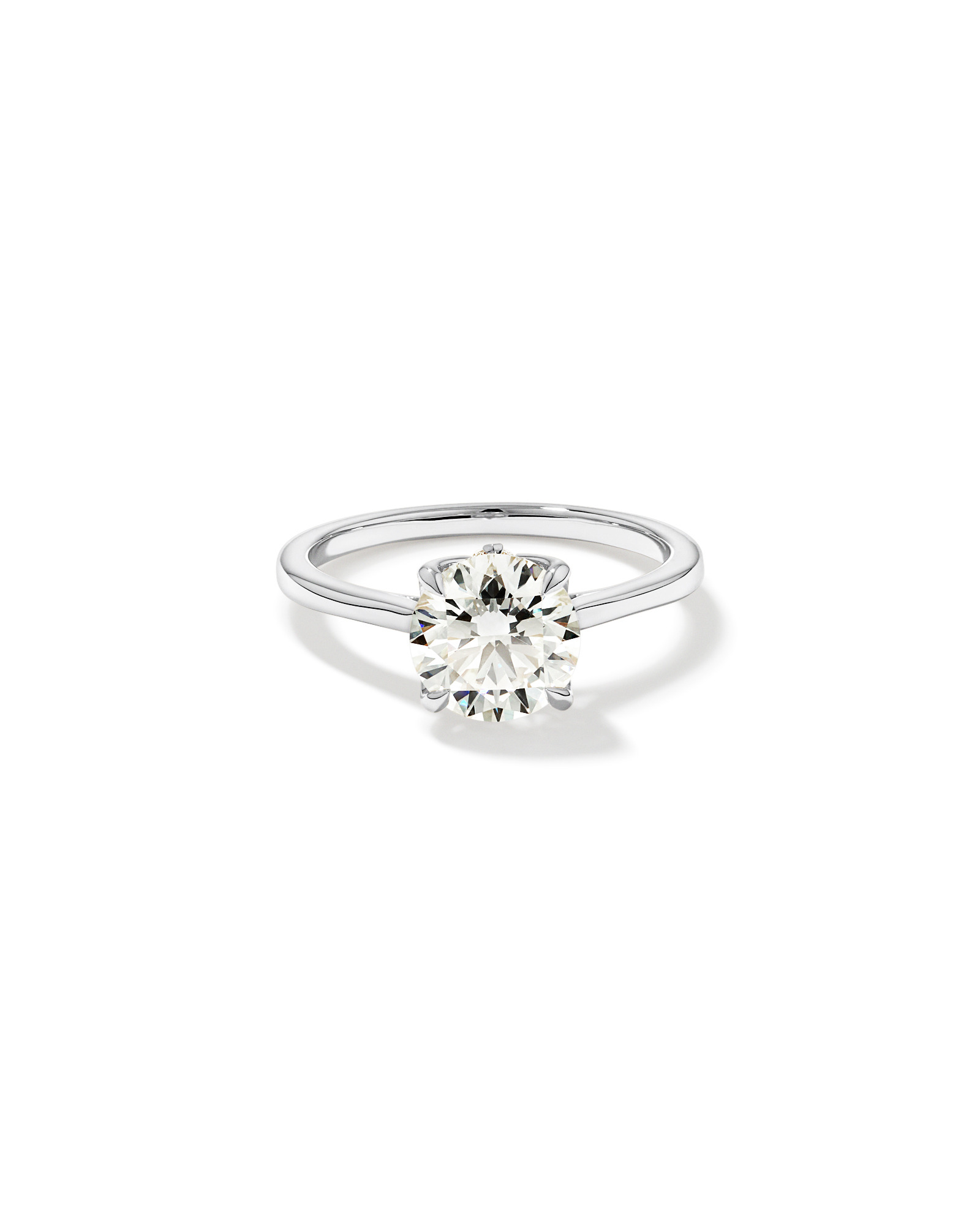 2.09 Carat TW Round Brilliant Laboratory-Grown Diamond Solitaire ring with Tulip inspired Marquise Diamonds 14kt Gold