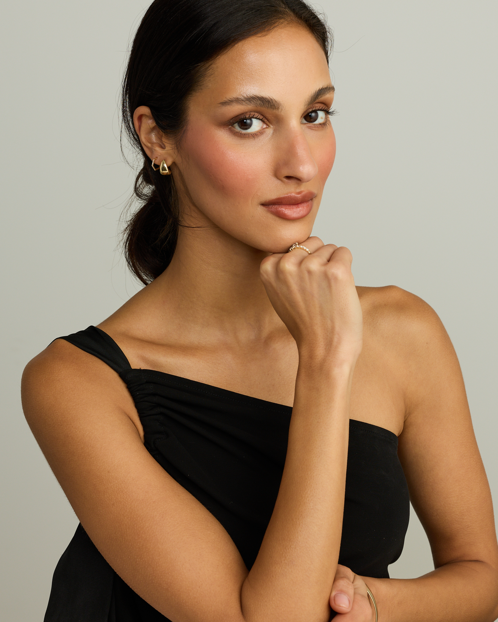 Diamond Angled Hoop Earrings in 10kt Gold
