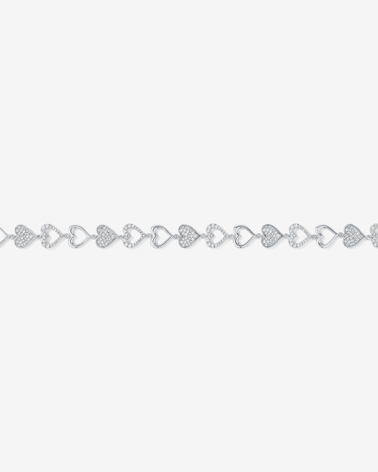 Cubic Zirconia open and closed Heart Bracelet in Sterling Silver