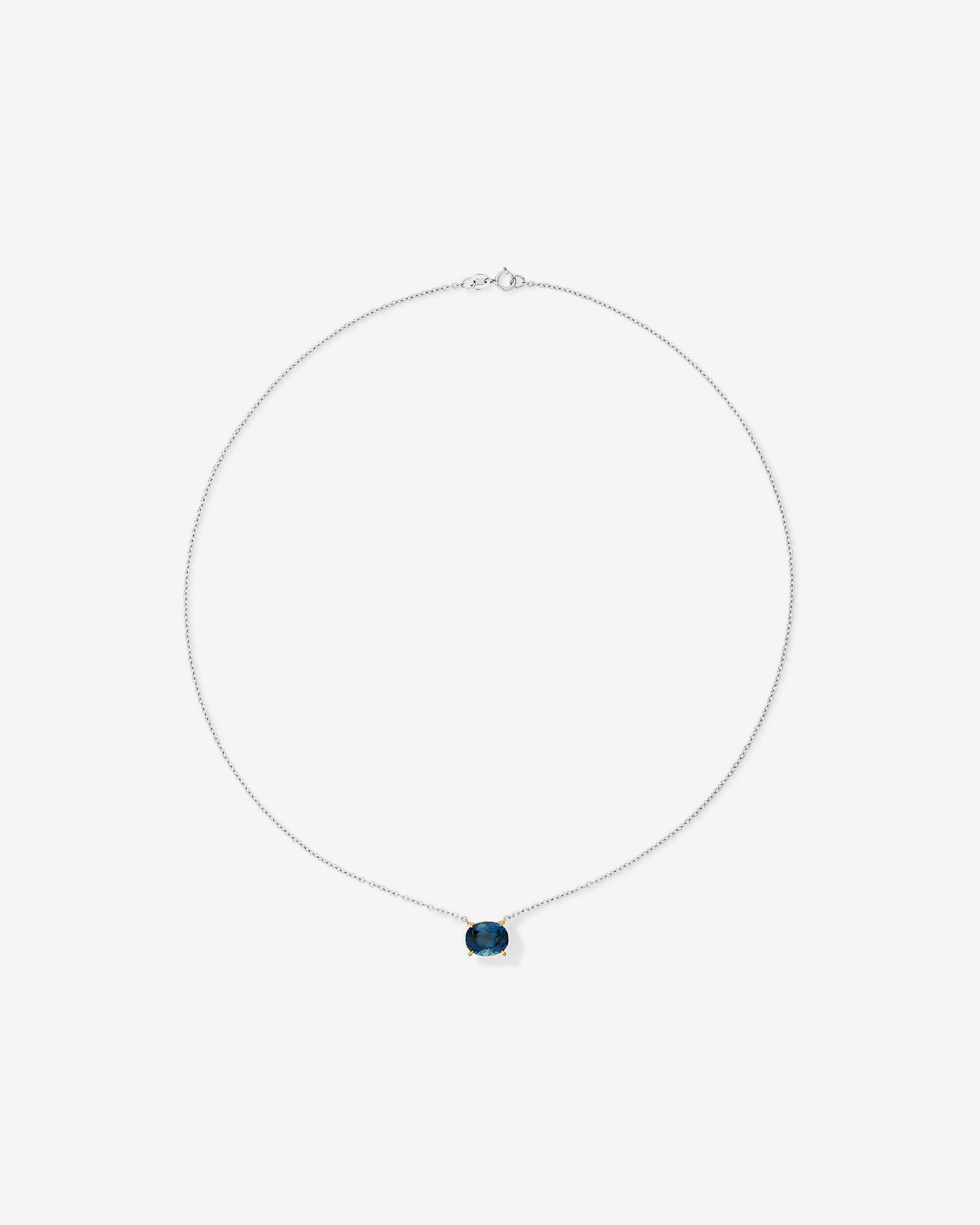 Necklace with London Blue Topaz in Sterling Silver and 10kt Yellow Gold