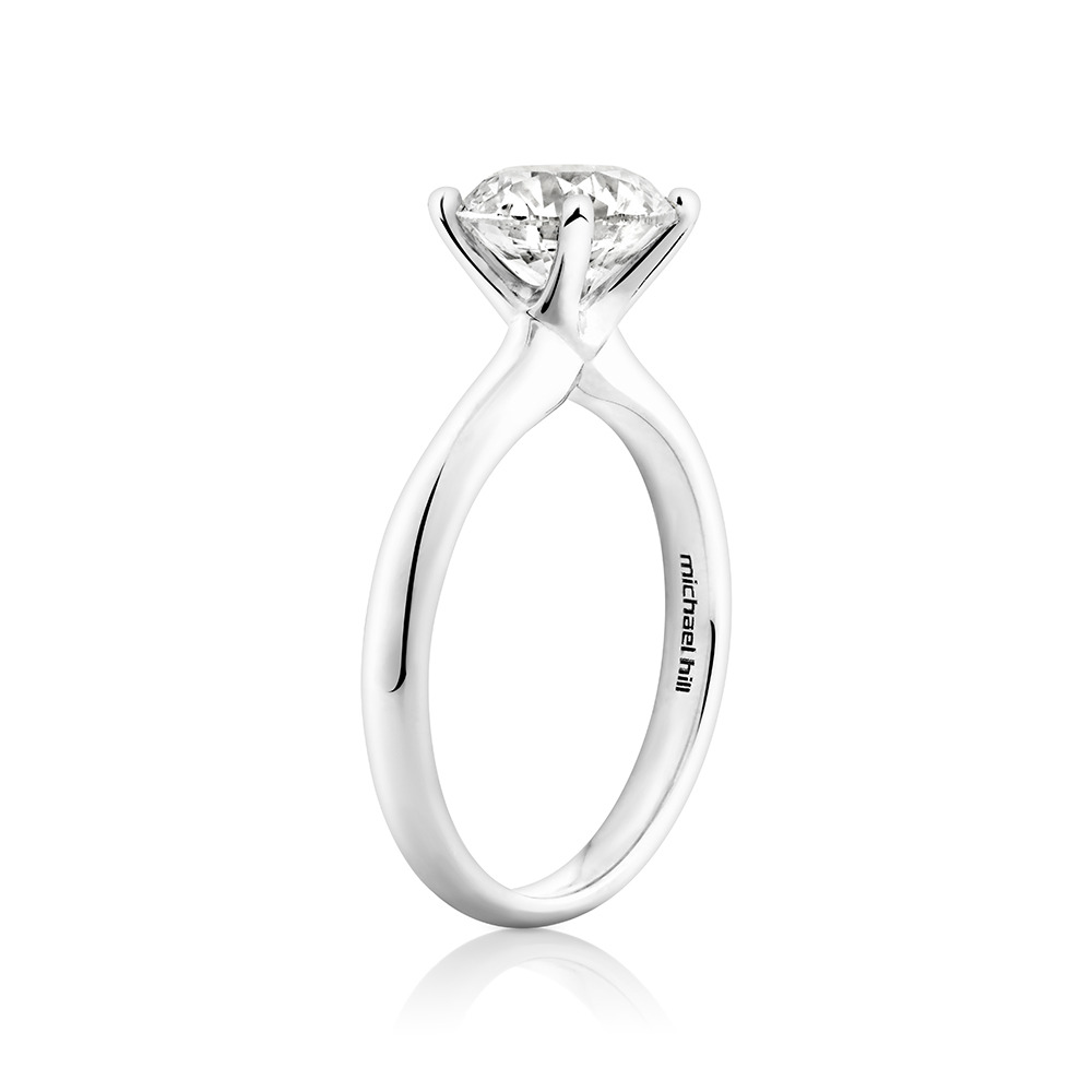 Certified Solitaire Engagement Ring with 2.00 Carat TW Diamond in 14kt White Gold
