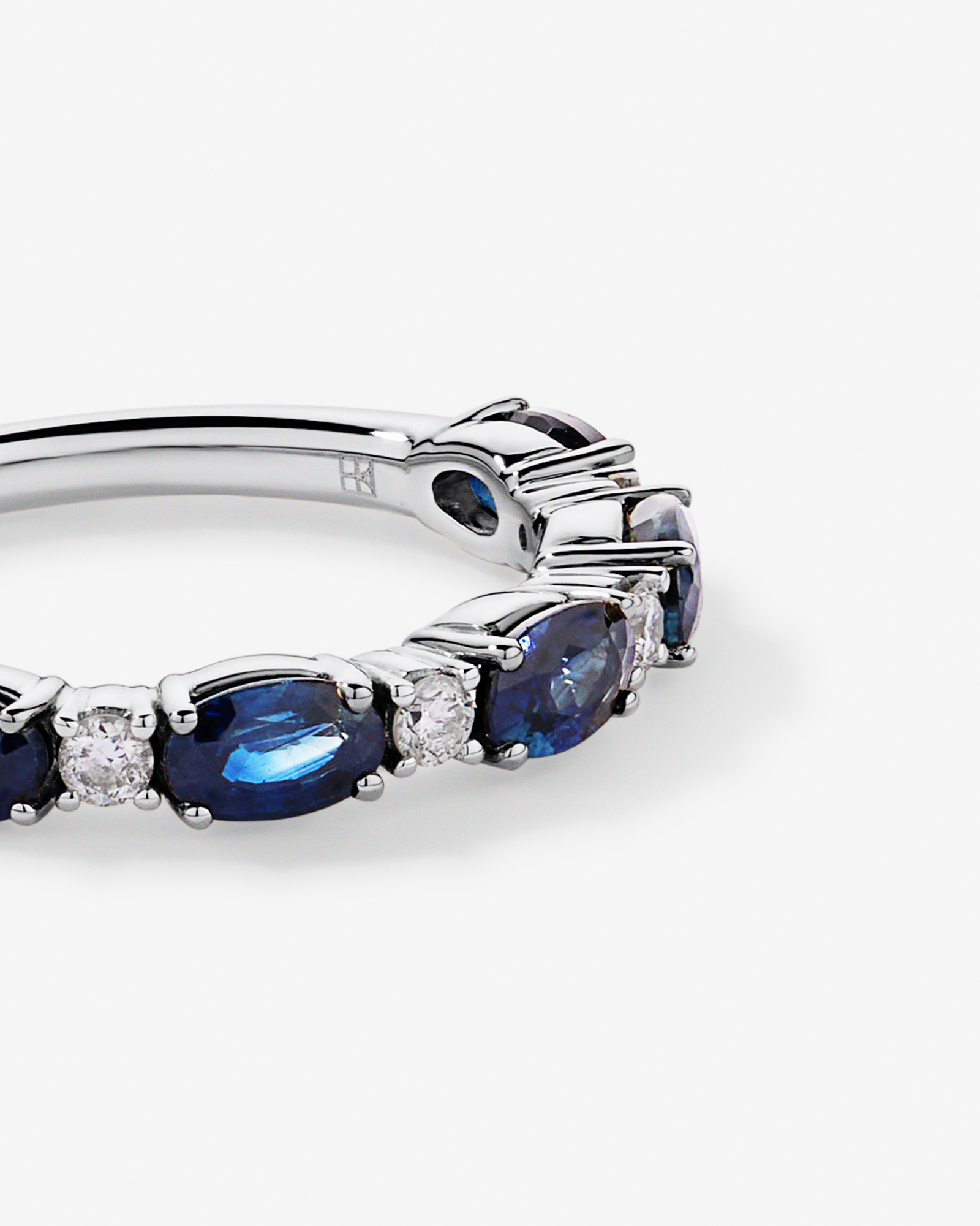 Australian Sapphire & 0.12 Carat TW Diamond Alternating Ring 10kt Gold