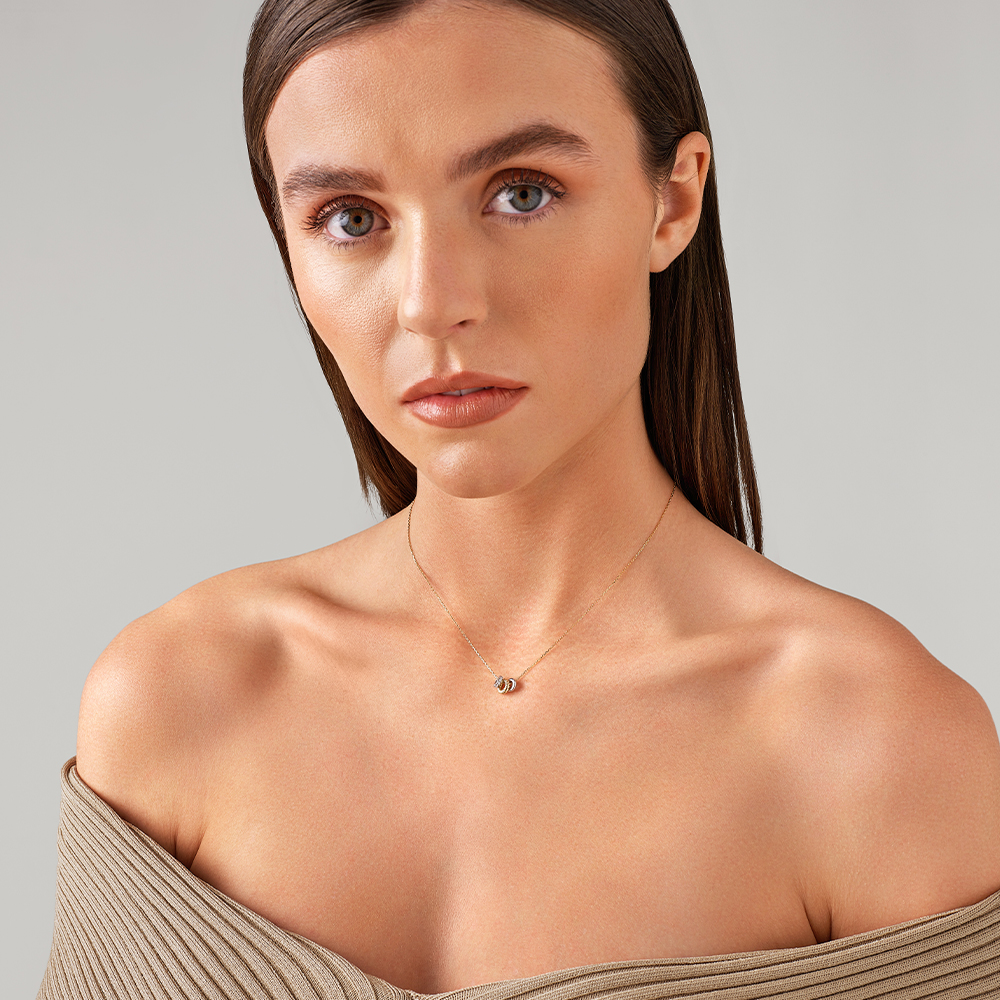 Collier en argent sterling et or jaune 10 K avec diamants totalisant 0,09 ct