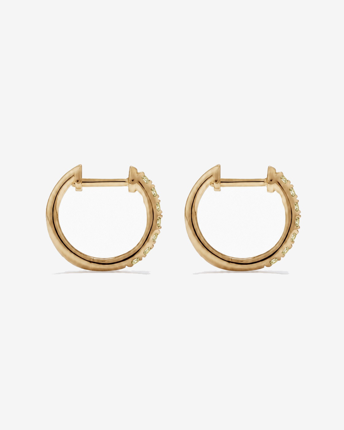 Peridot Huggie Hoop Earrings in 10kt Yellow Gold