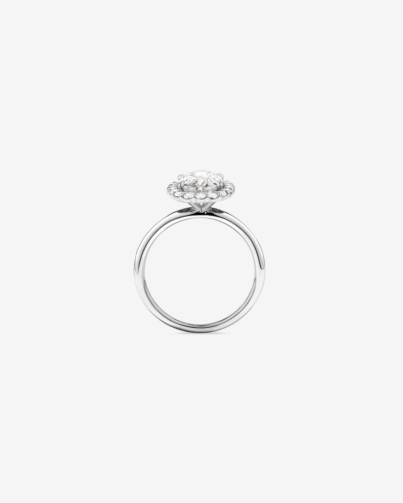 Bague de fiançailles en halo de diamants cultivés en laboratoire TW de 2,34 carats en or blanc 14 carats