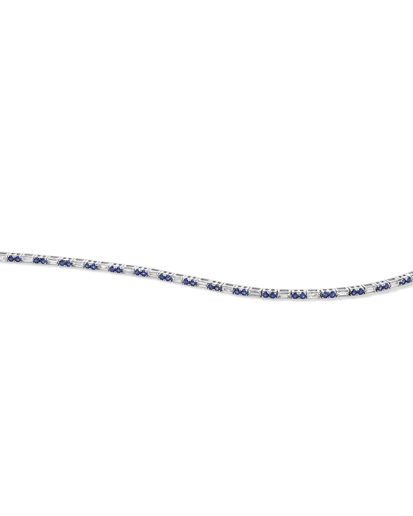 Bracelet de Tennis Dot Dash en Saphir & Diamant avec 0,62 Carat TW en Or Blanc 10kt