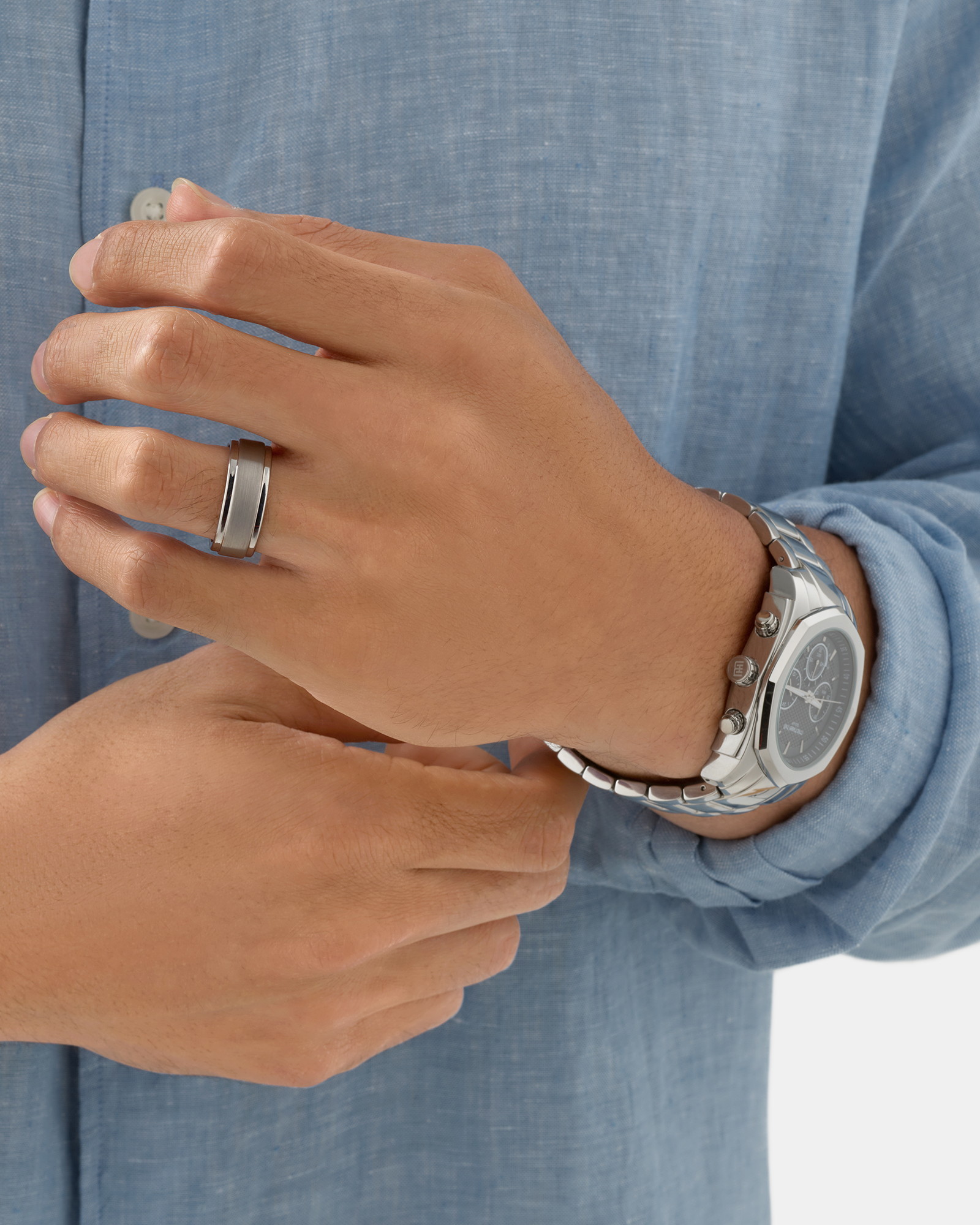 Men's Ring Grey Sapphire Tungsten