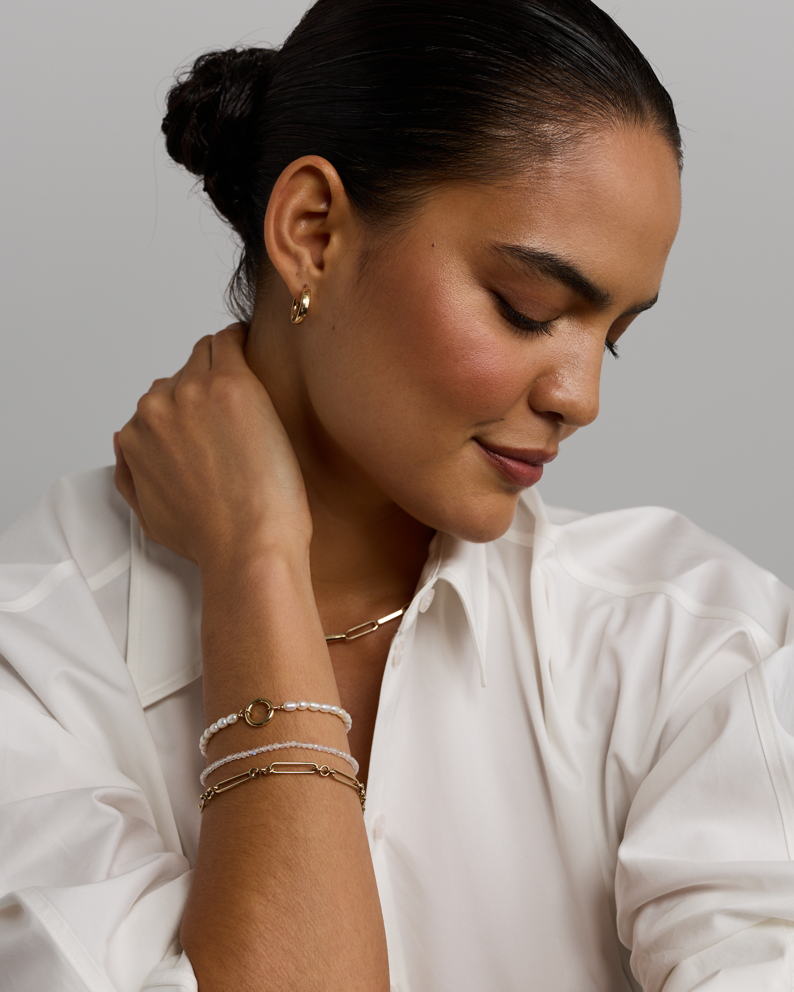 Moonstone Bead Bracelet in 10kt Yellow Gold