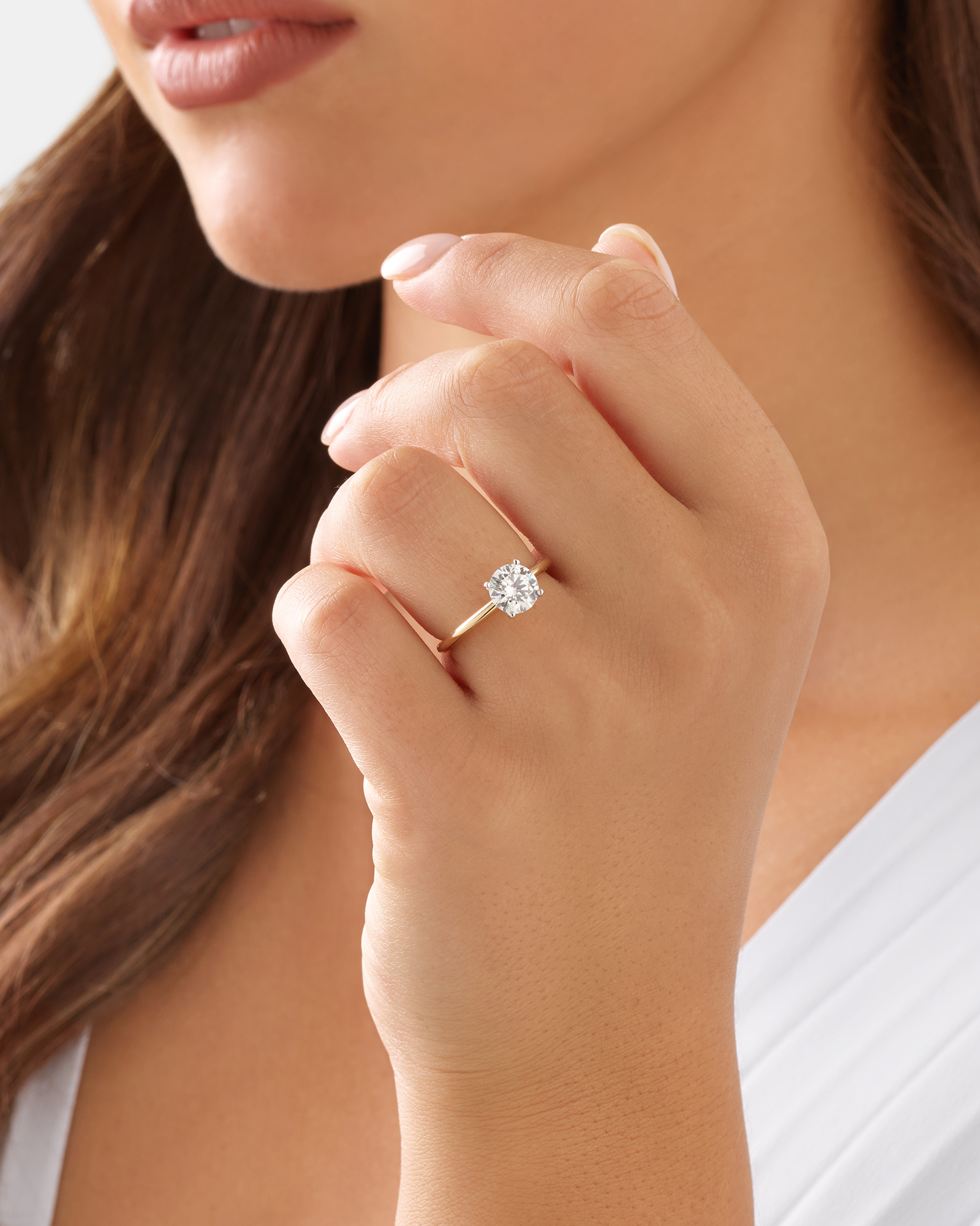 1.25 Carat TW Round Brilliant Laboratory-Grown Diamond Solitaire Engagement Ring 14kt Yellow and White Gold