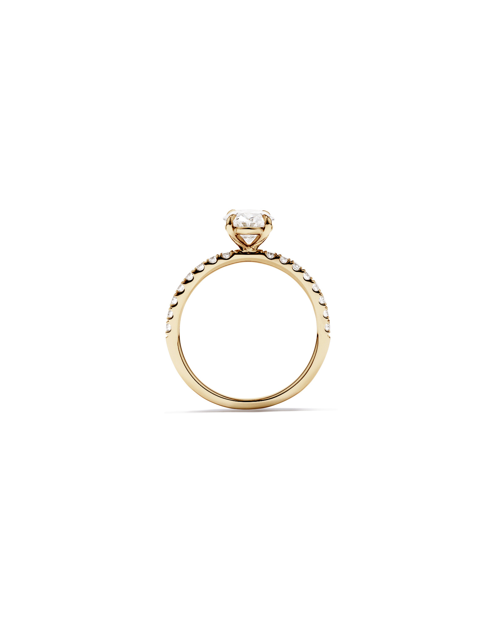 1.81 Carat TW Oval Lab-Grown Diamond Side Accent Engagement Ring 14kt Yellow Gold