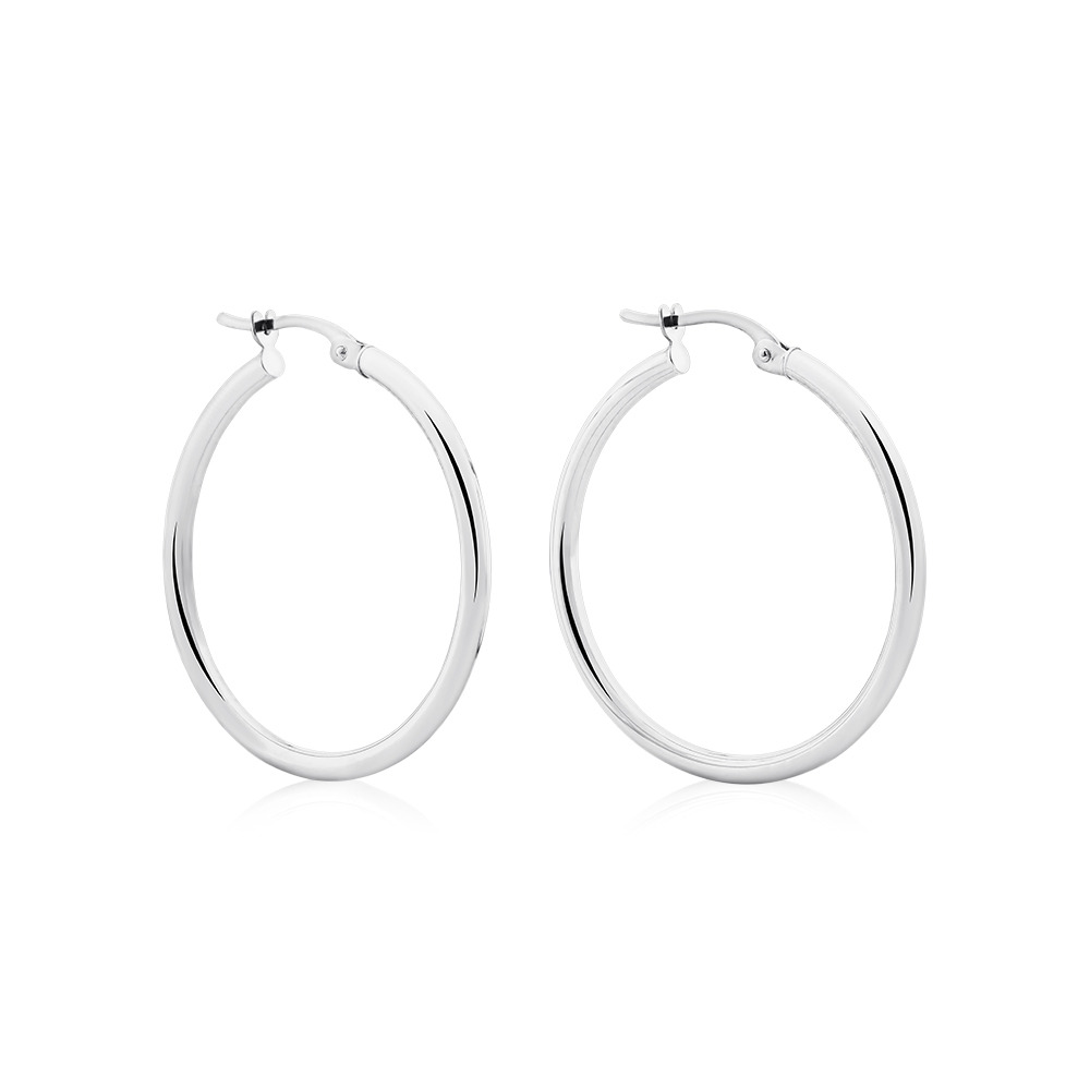 25mm Round Hoop Earrings 10kt Yellow Gold