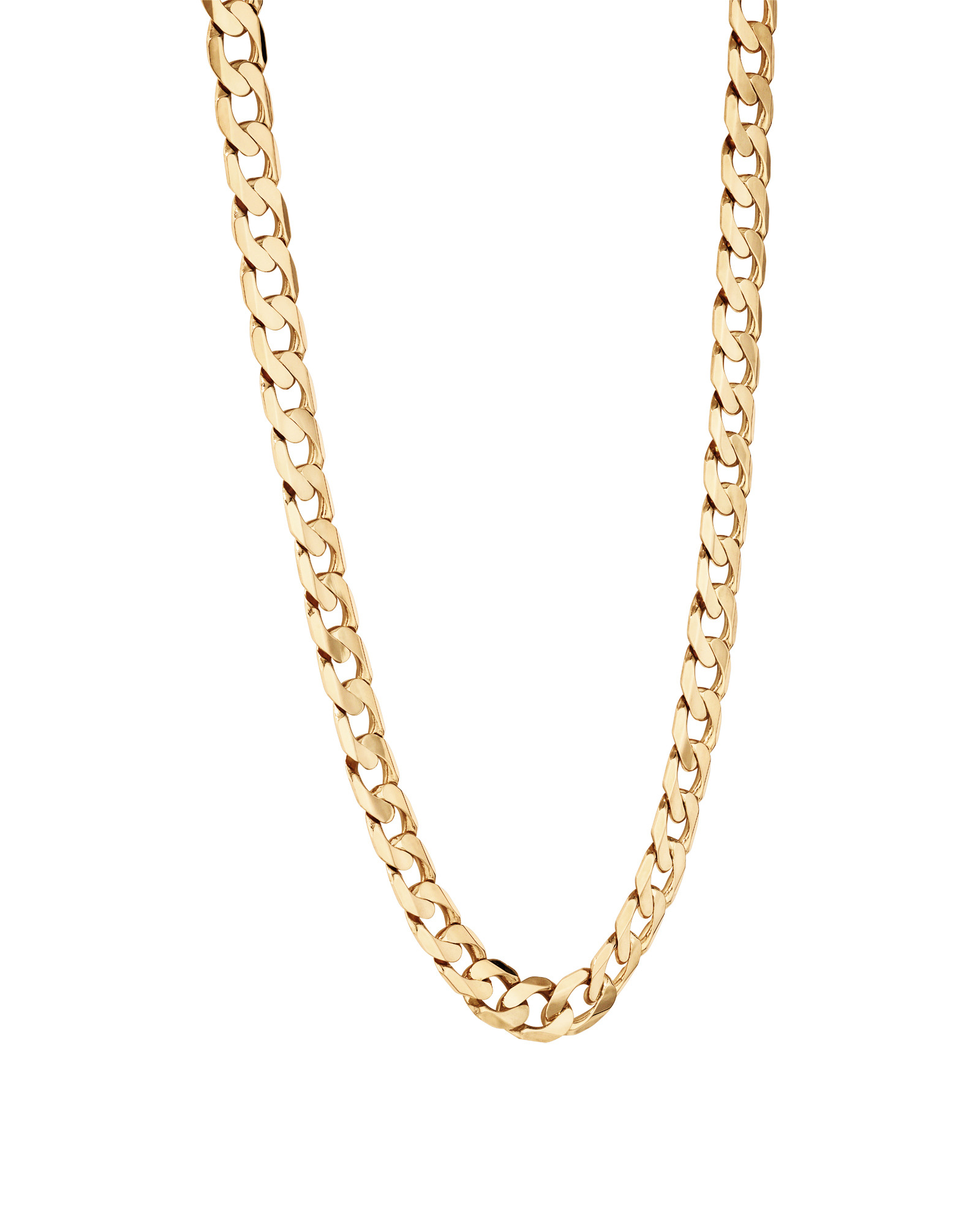 55cm (22") 13mm Width Solid Flat Bevelled Curb Chain in 10kt Yellow Gold