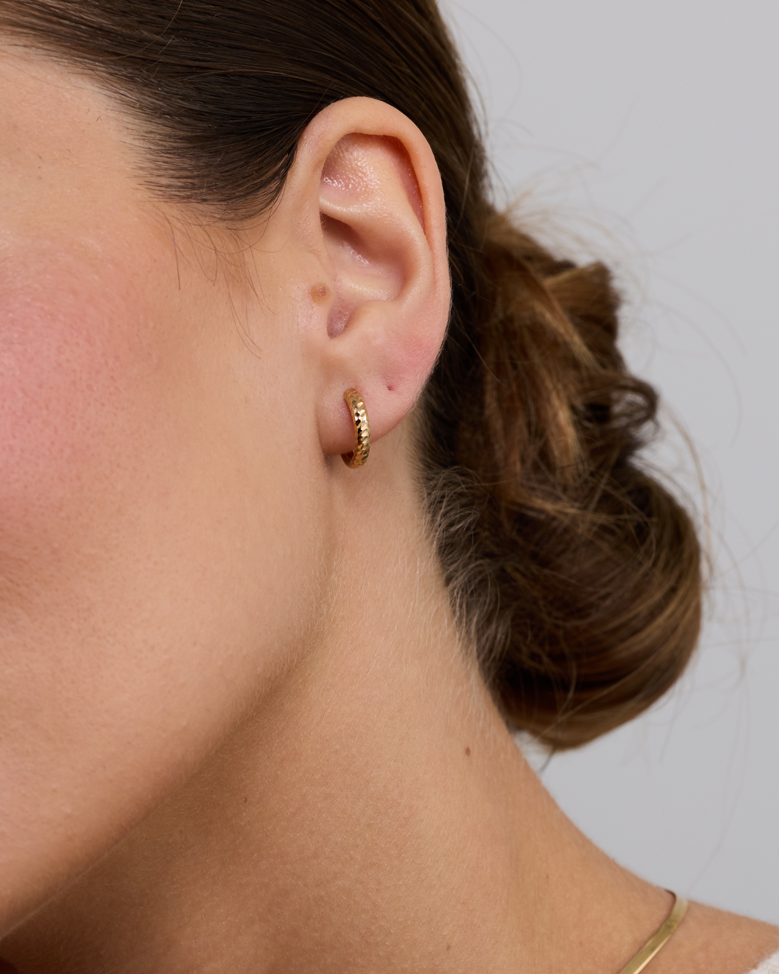 9mm Diamond Cut Huggie Hoop Earrings in 10kt Yellow Gold