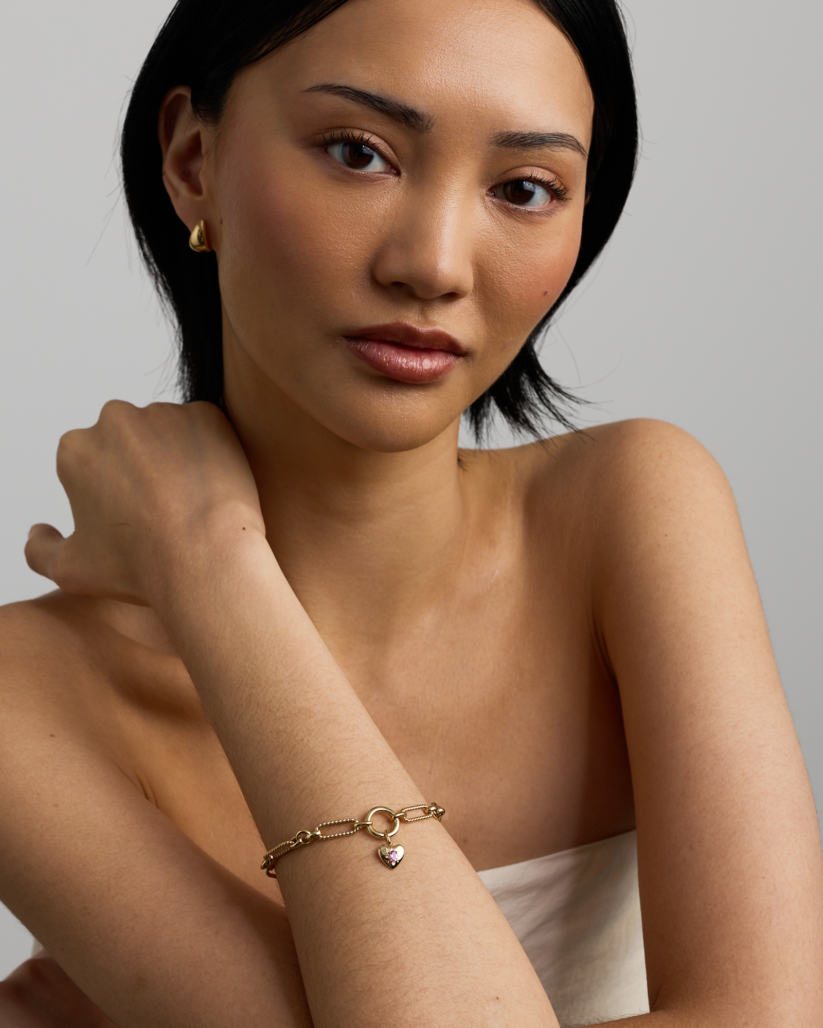 Heart Created Pink Sapphire Pendant in 10kt Yellow Gold