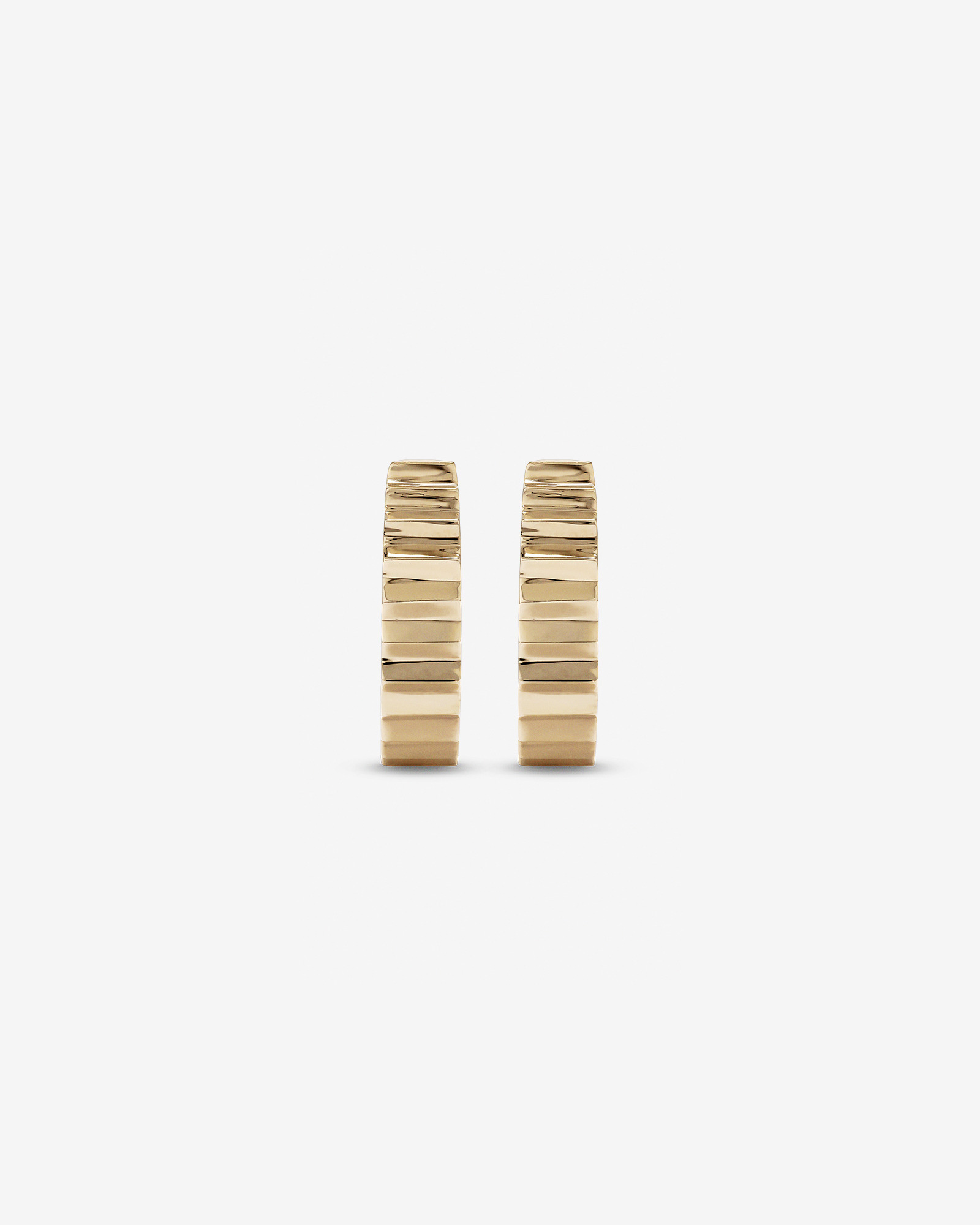 Ribbed Huggie Hoop Earrings 10kt Yellow Gold
