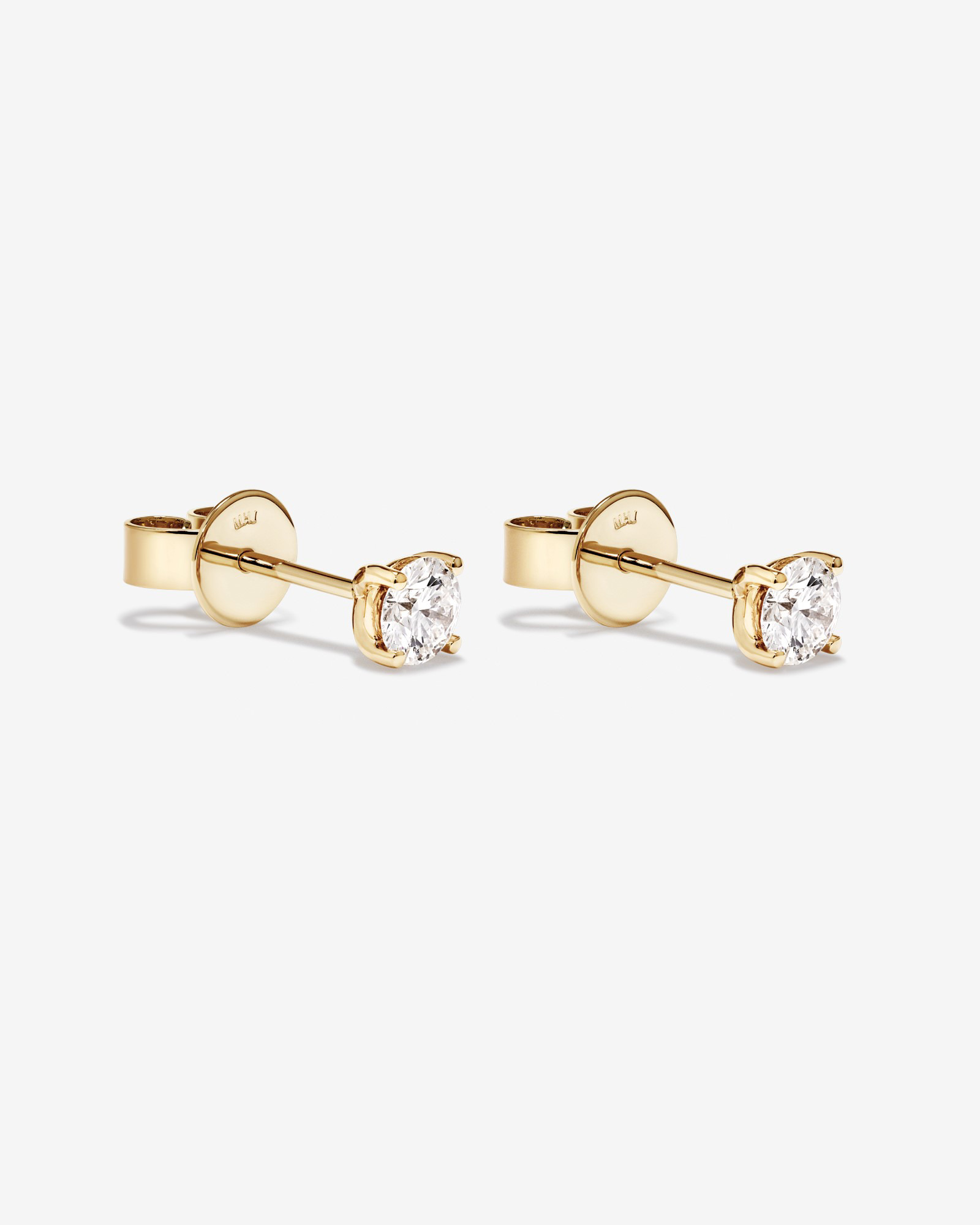 0.50 Carat TW Laboratory-Grown Diamond Solitaire Stud Earrings in 14kt Yellow Gold