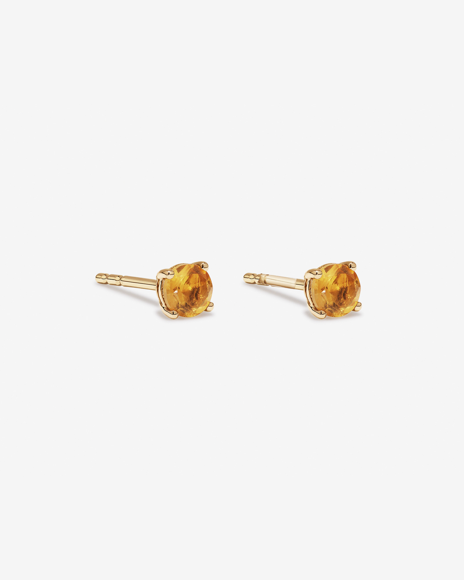 Clous d'oreilles en or jaune 10 carats avec pierre de naissance en citrine