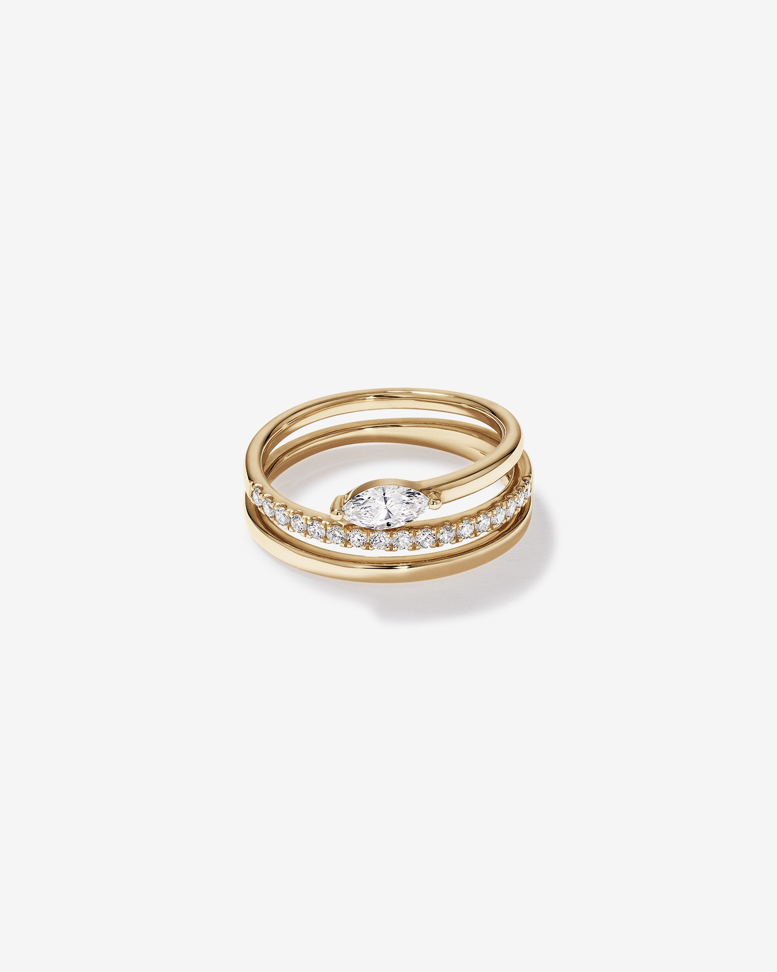 0.43 Carat TW Round Brilliant and Marquise Cut Laboratory-Grown Diamond Bypass Ring 10kt Yellow Gold