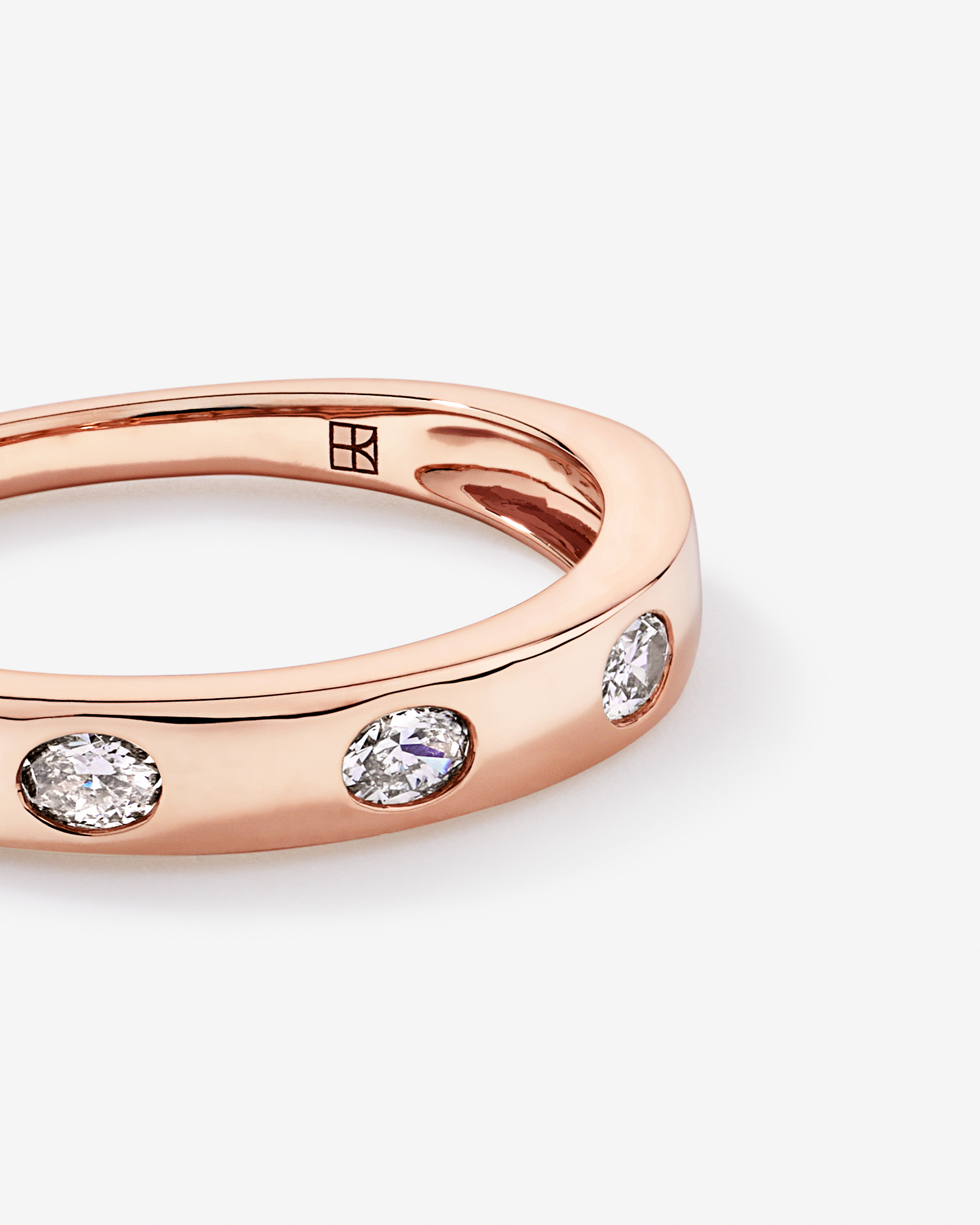 0.22TW Oval Laboratory-Grown Diamond Wedding Band 14kt Rose Gold
