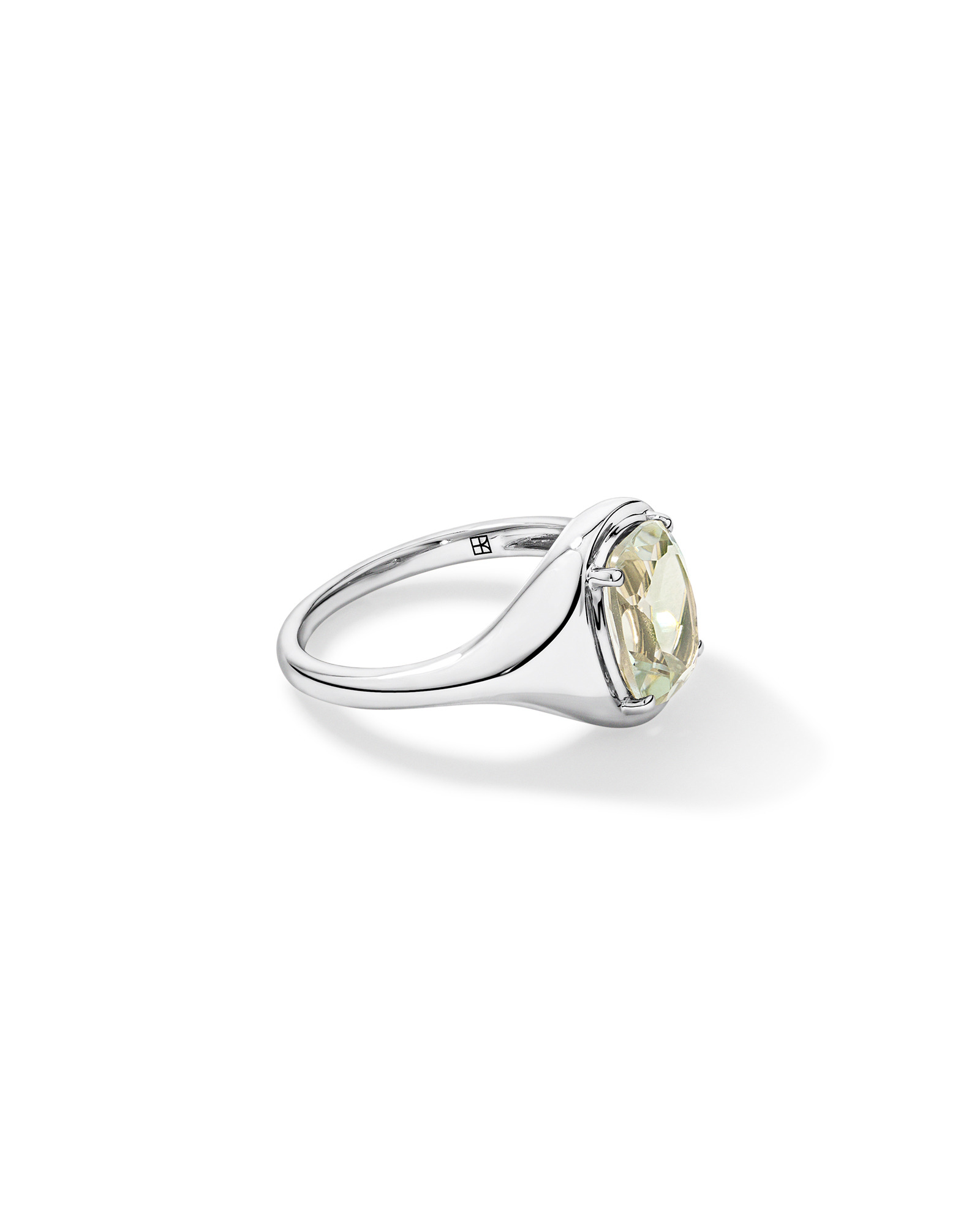 Elongated Cushion Cut Green Amethyst Ring 10kt Gold