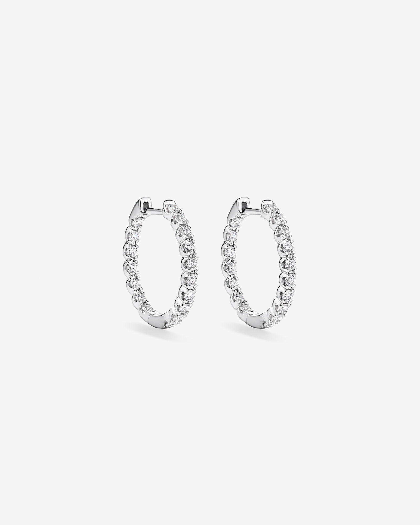 1.00TW Lab Diamond Inside Out Hoop Earrings in Silver - Small
