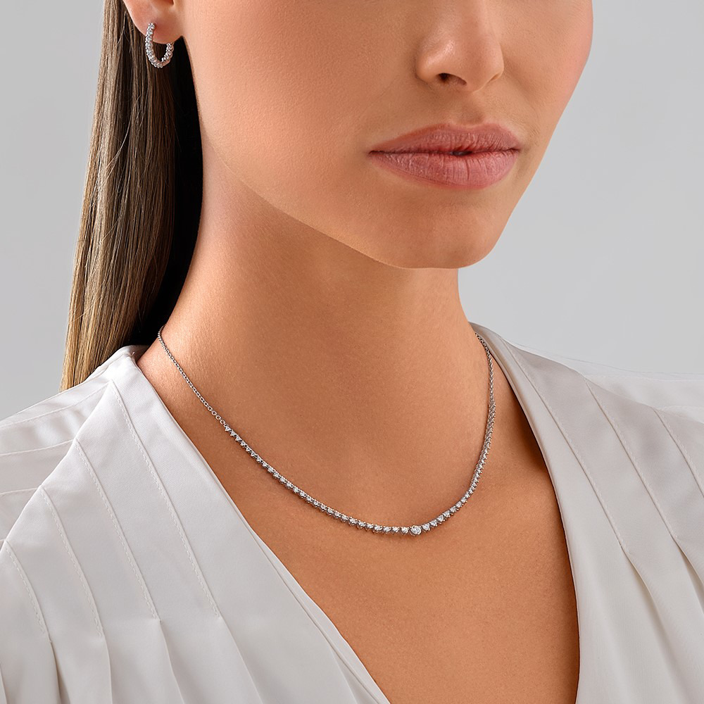 Collier de tennis en diamants cultivés laboratoire TW 1,00 carat serti or blanc 10 carats