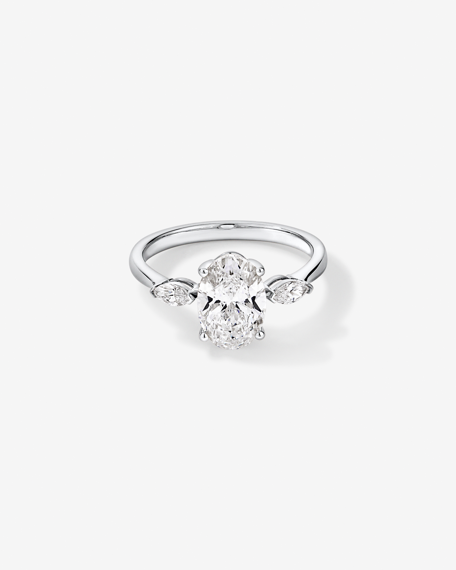 2.18 Carat TW Laboratory-Grown Diamond Oval and Marquise Three-Stone Ring 14kt Gold