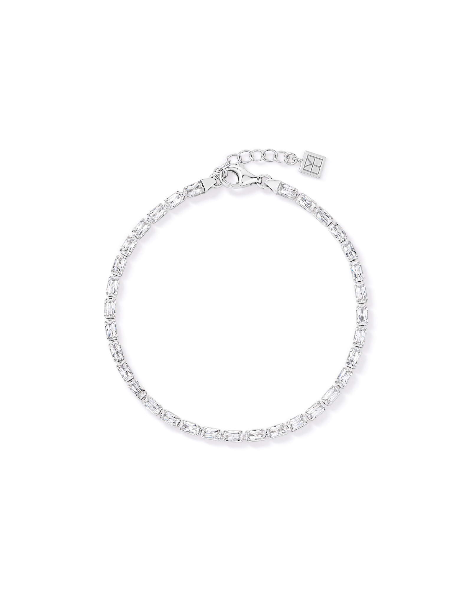 19cm (7.5") Baguette Cubic Zirconia Tennis Bracelet in Sterling Silver