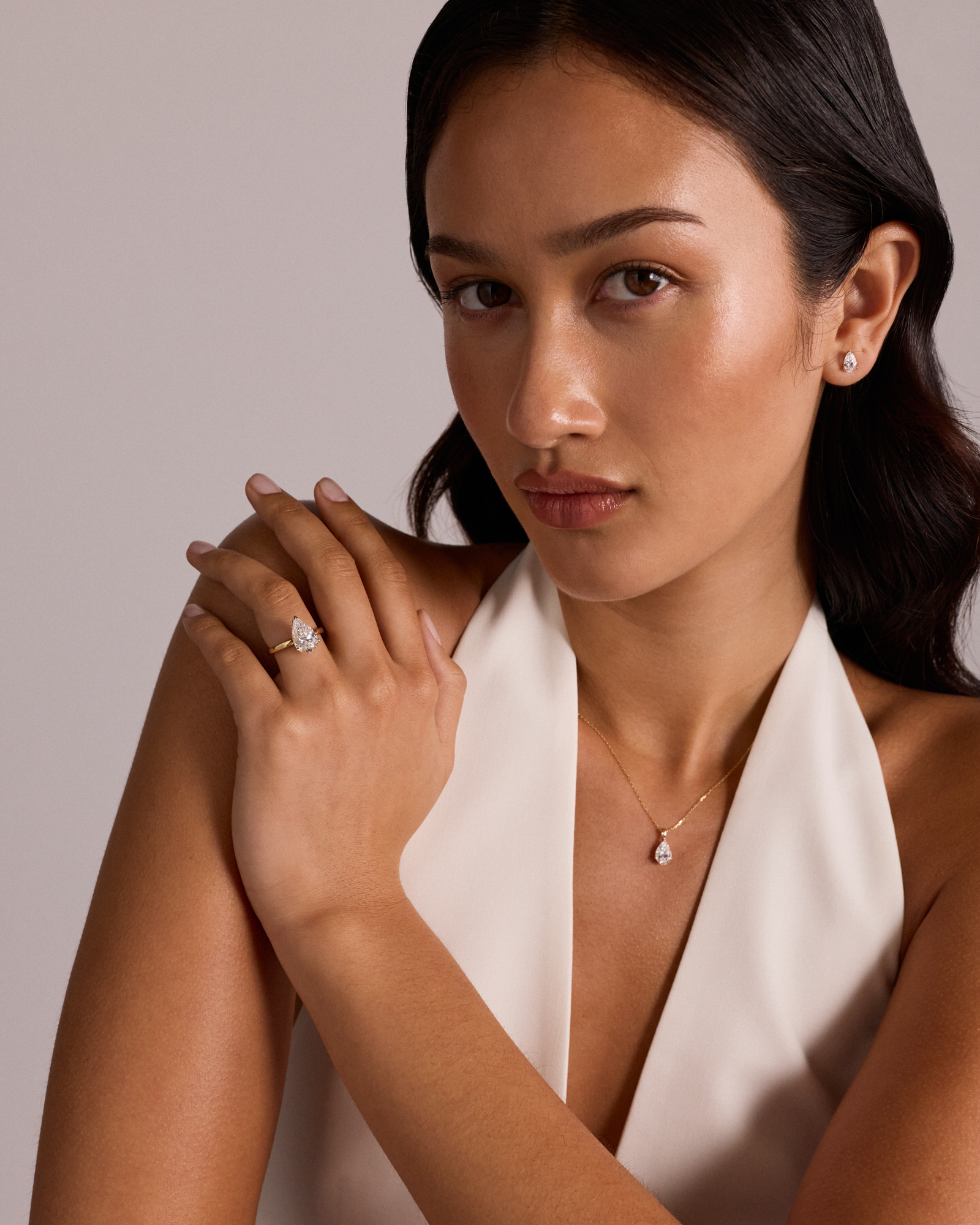 3.10 Carat TW Pear Cut Laboratory-Grown Diamond Solitaire Ring in 18kt Yellow Gold