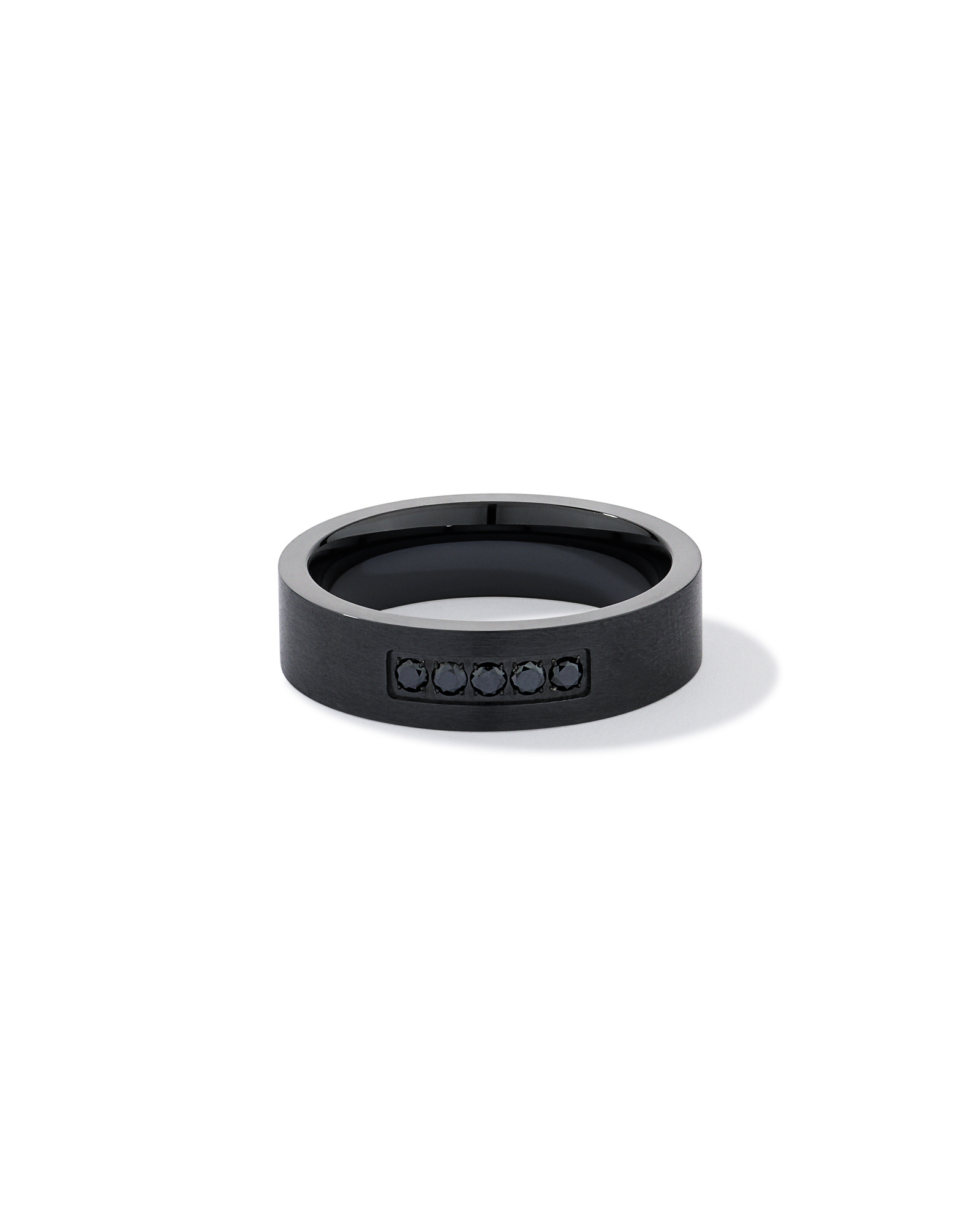 6mm Black Diamond Wedding Band in Black Titanium