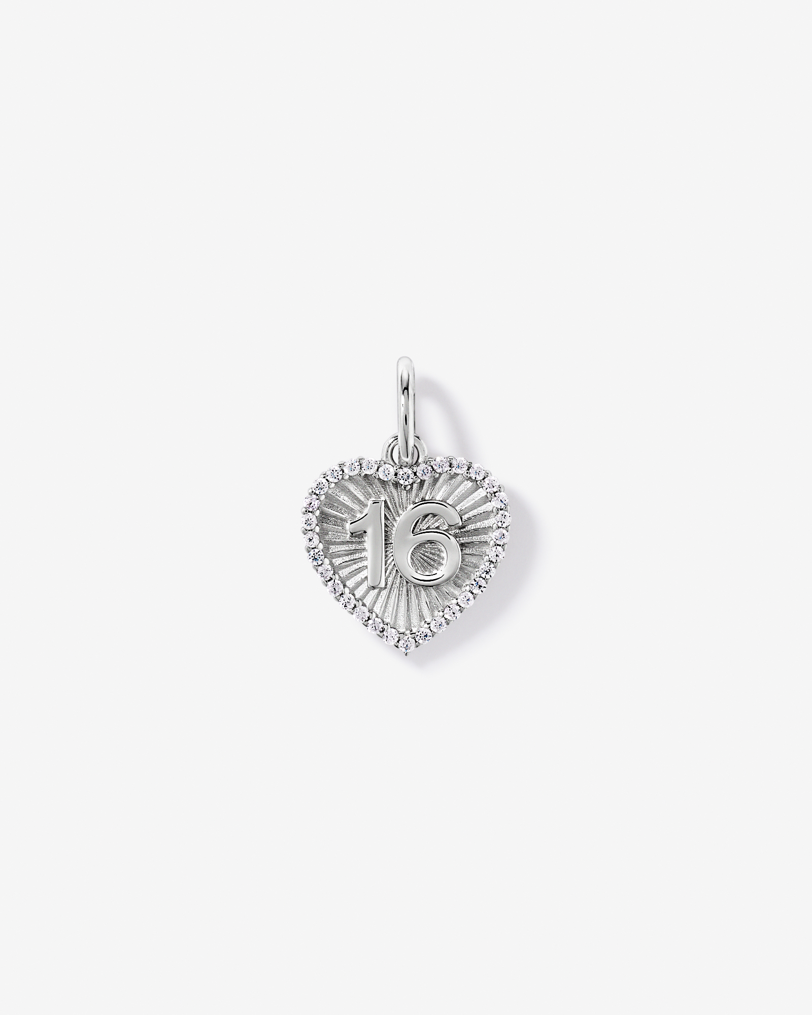 Pendentif cœur rayon de soleil 16 mm avec zircon cubique en argent sterling