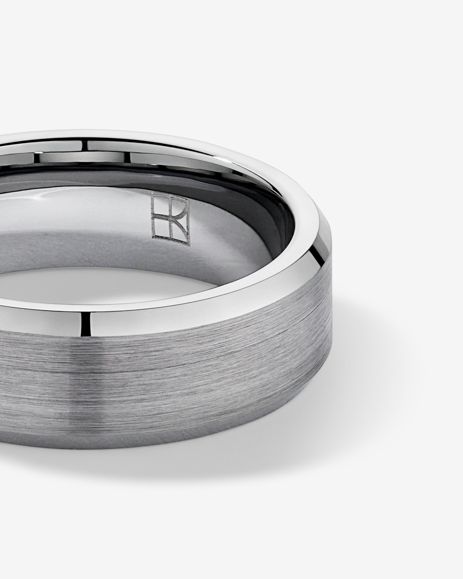 7mm Bevelled Edge Wedding Band in Tungsten