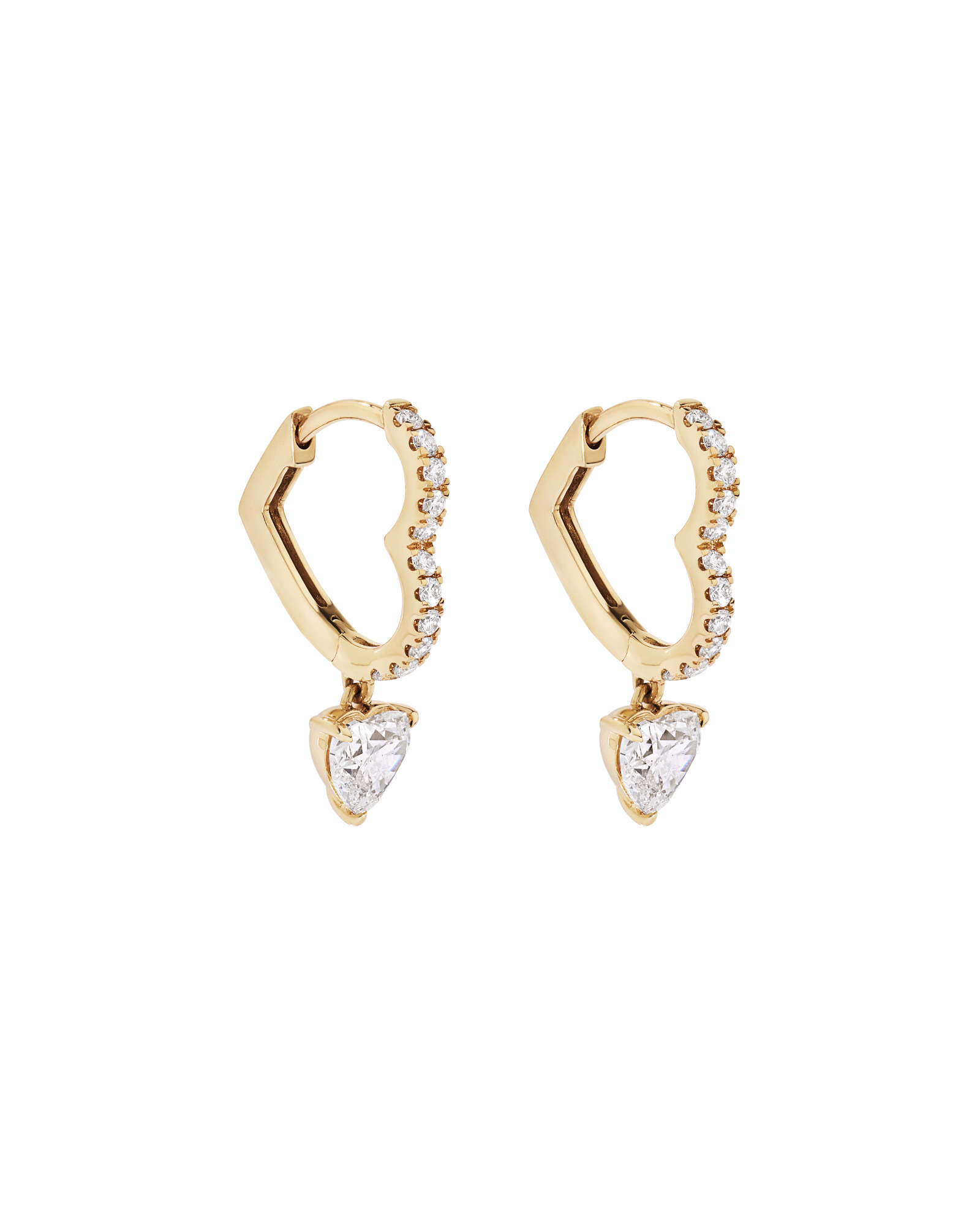 Boucles d’oreilles en diamant en forme de goutte en forme de cœur en laboratoire de 1,19 carat en or jaune 10 carats
