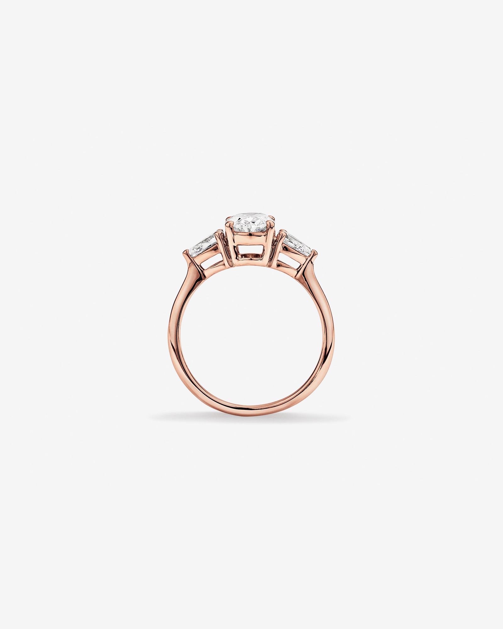 1.65 Carat TW Three Stone Oval and Pear Shaped Laboratory-Grown Diamond Engagement Ring in 14kt Rose Gold