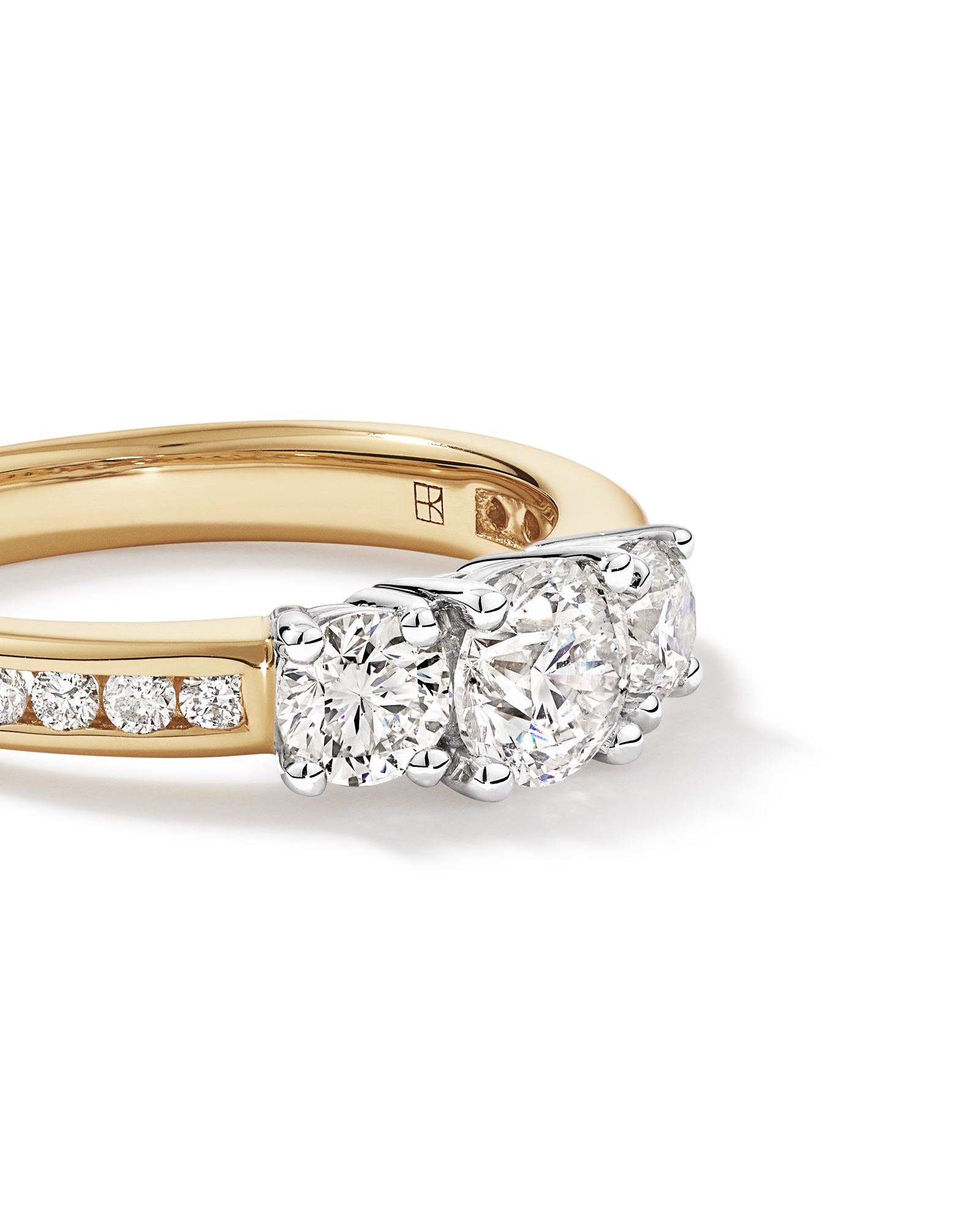 1.50 Carat TW 3 Stone Signature 101 Diamond Ring in 14kt Yellow and White Gold