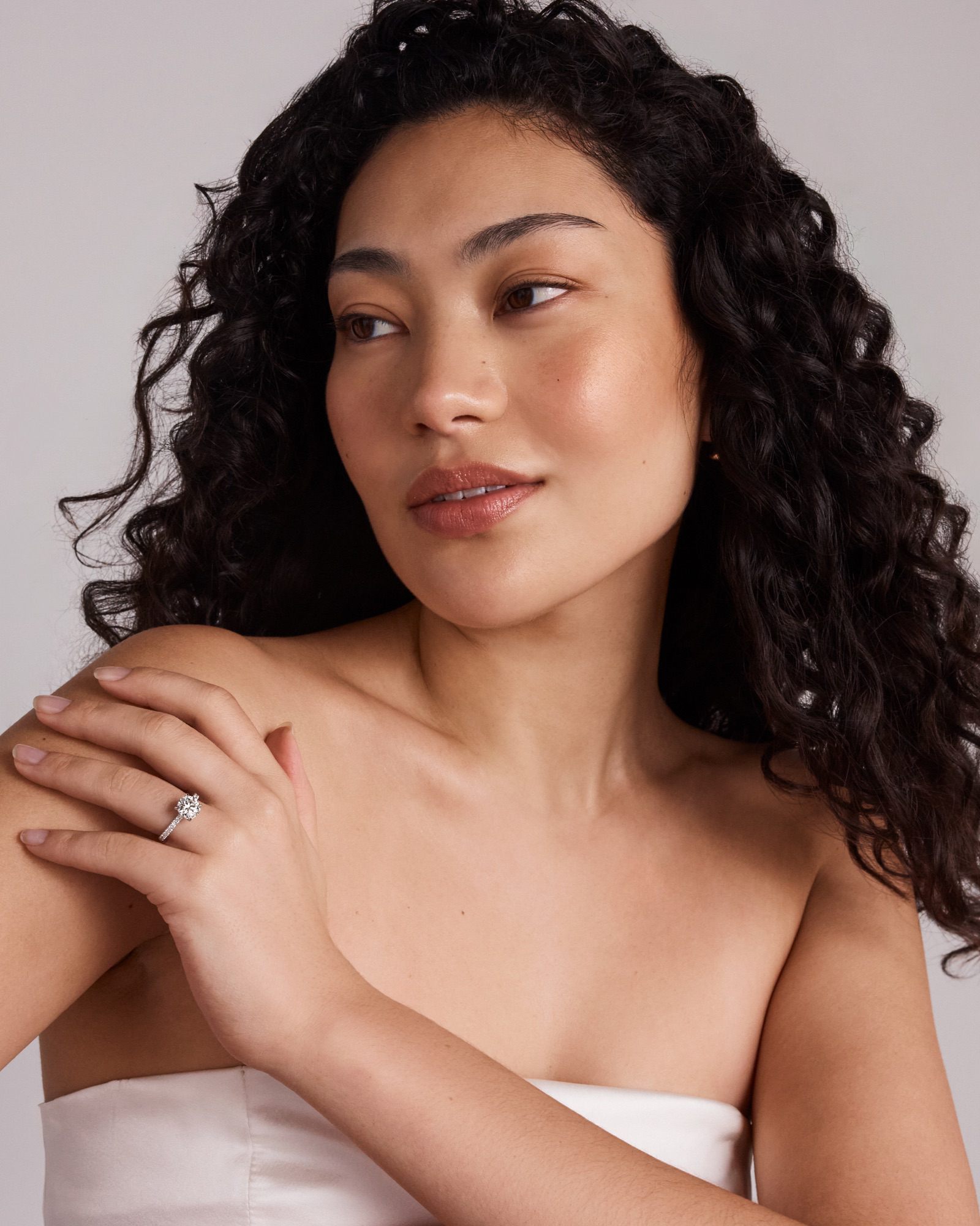 2.31 Carat TW Round Brilliant Lab-Grown Diamond Side Accent Engagement Ring in 14kt White Gold