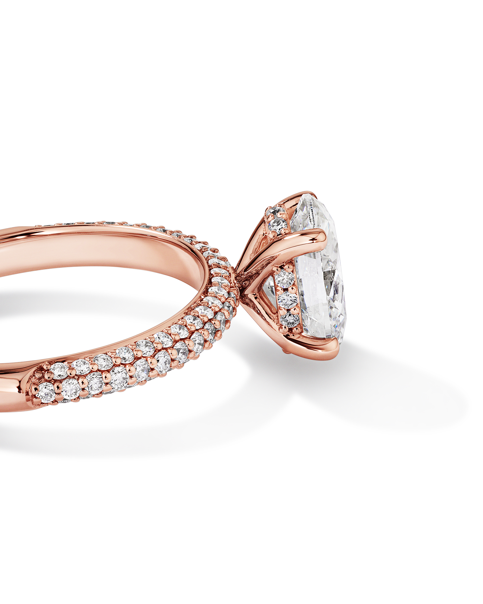 1.95 Carat TW Oval Cut Laboratory-Grown Diamond Solitaire Side Accent Engagement Ring in 14kt Rose Gold