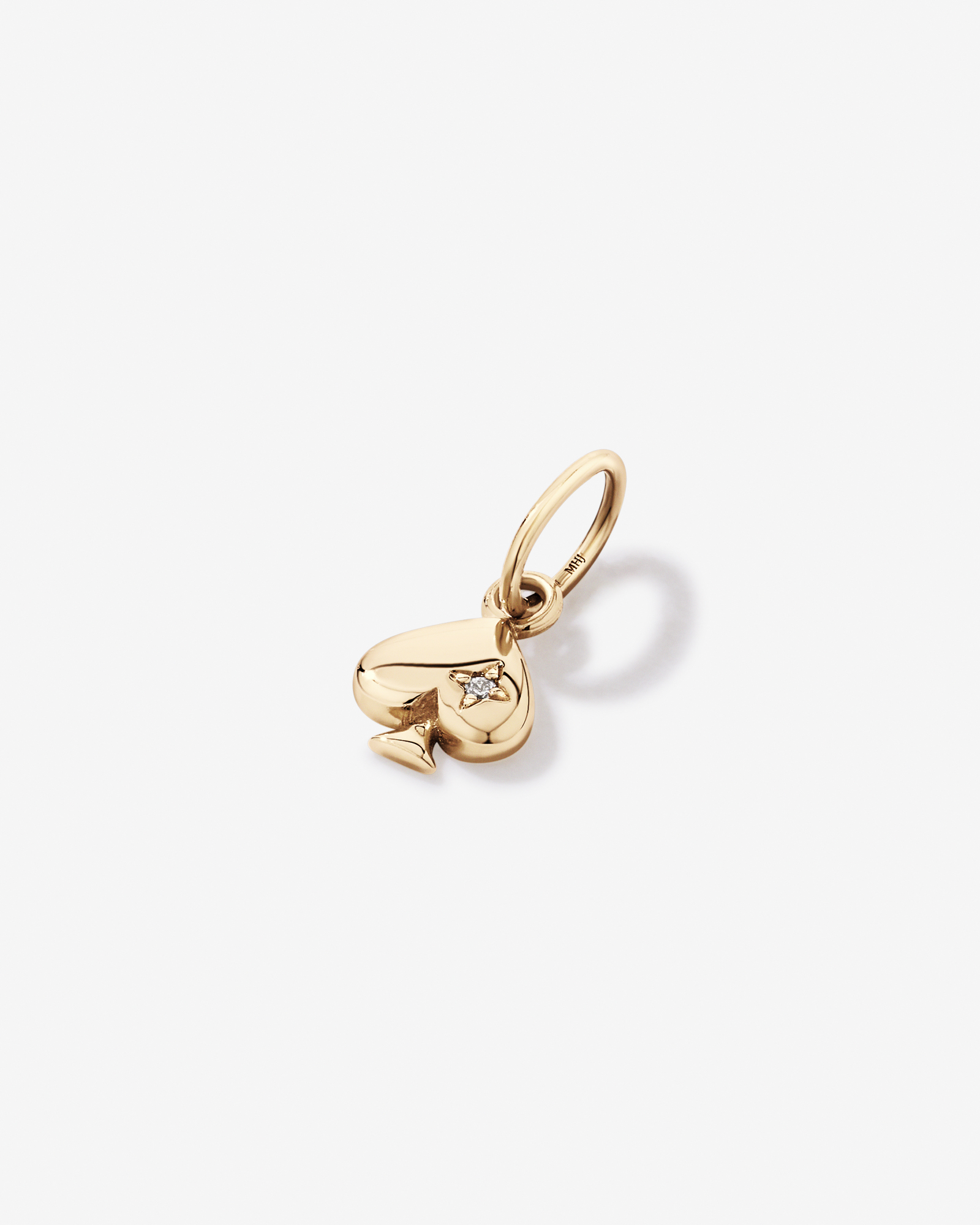 Spade Micro Pendant with Cubic Zirconia in 10kt Yellow Gold